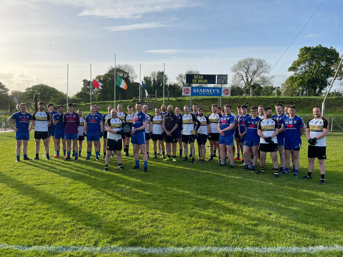 A touch of class from <a href="/DColmcilleGAA/">Doire Colmcille CLG</a> last night  ahead of the Recreational Reserves fixture as they present a commemorative gift to Bellaghy GAC to commemorate the 25th Anniversary of our late chairman, Sean Brown.  A minutes silence was observed by both teams ahead of the game.