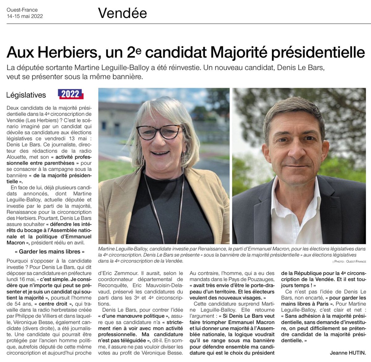 denislebars2022's tweet photo. Voilà. Les choses sont clairement dites. Je déposerai ma candidature ce lundi 13 mai en préfecture de la Vendée. https://t.co/QKFPWpwDm3