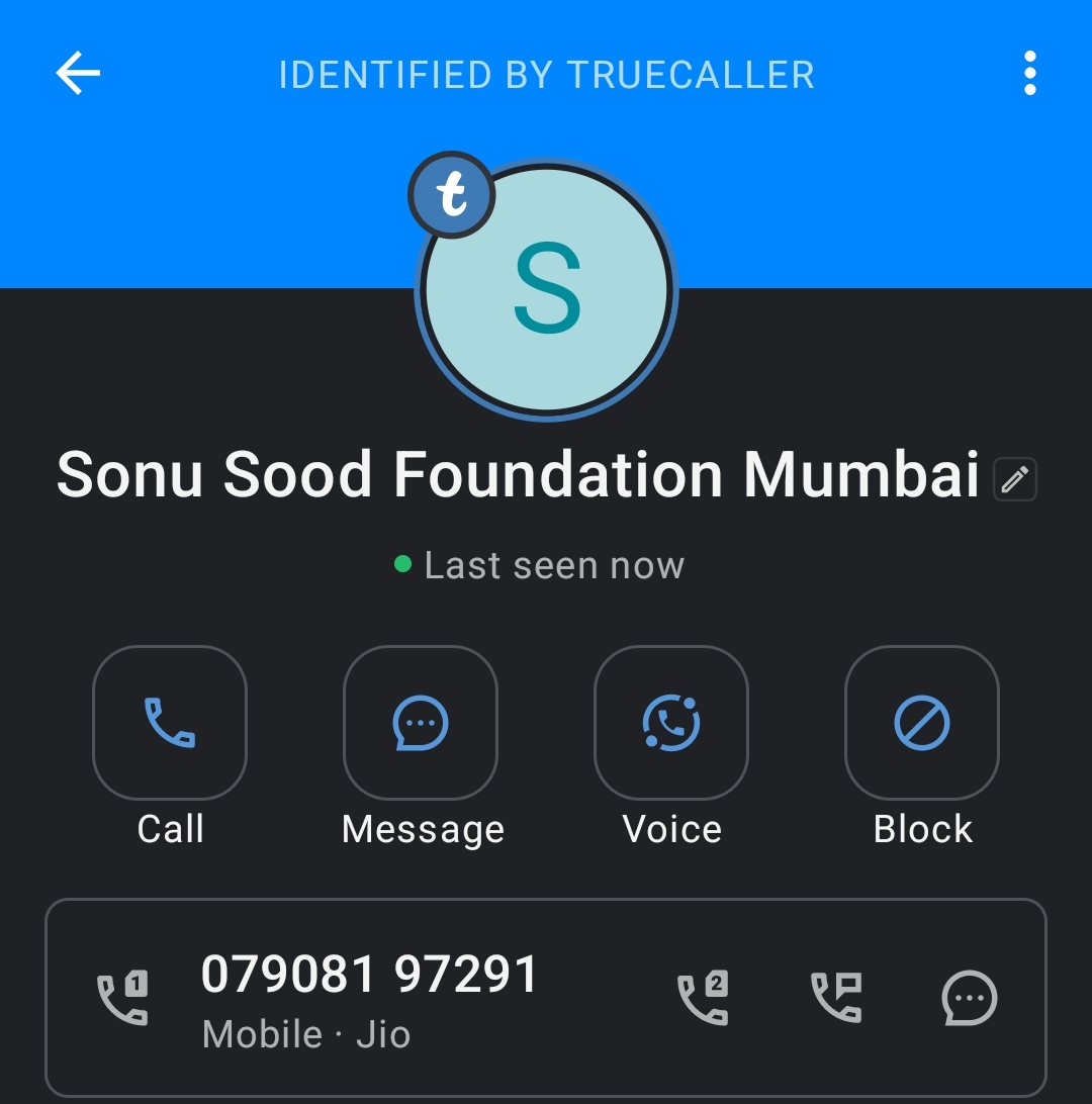 After making the below tweet i received a call from this number which shows <a href="/SonuSood/">sonu sood</a>'s Foundation on Truecaller, asked about my bank details which i didn't share then asked me to install AnyDesk on my phone too which i didn't. Please look into this fraudsters! <a href="/GhoshalMallika/">Mallika Ghoshal</a>
