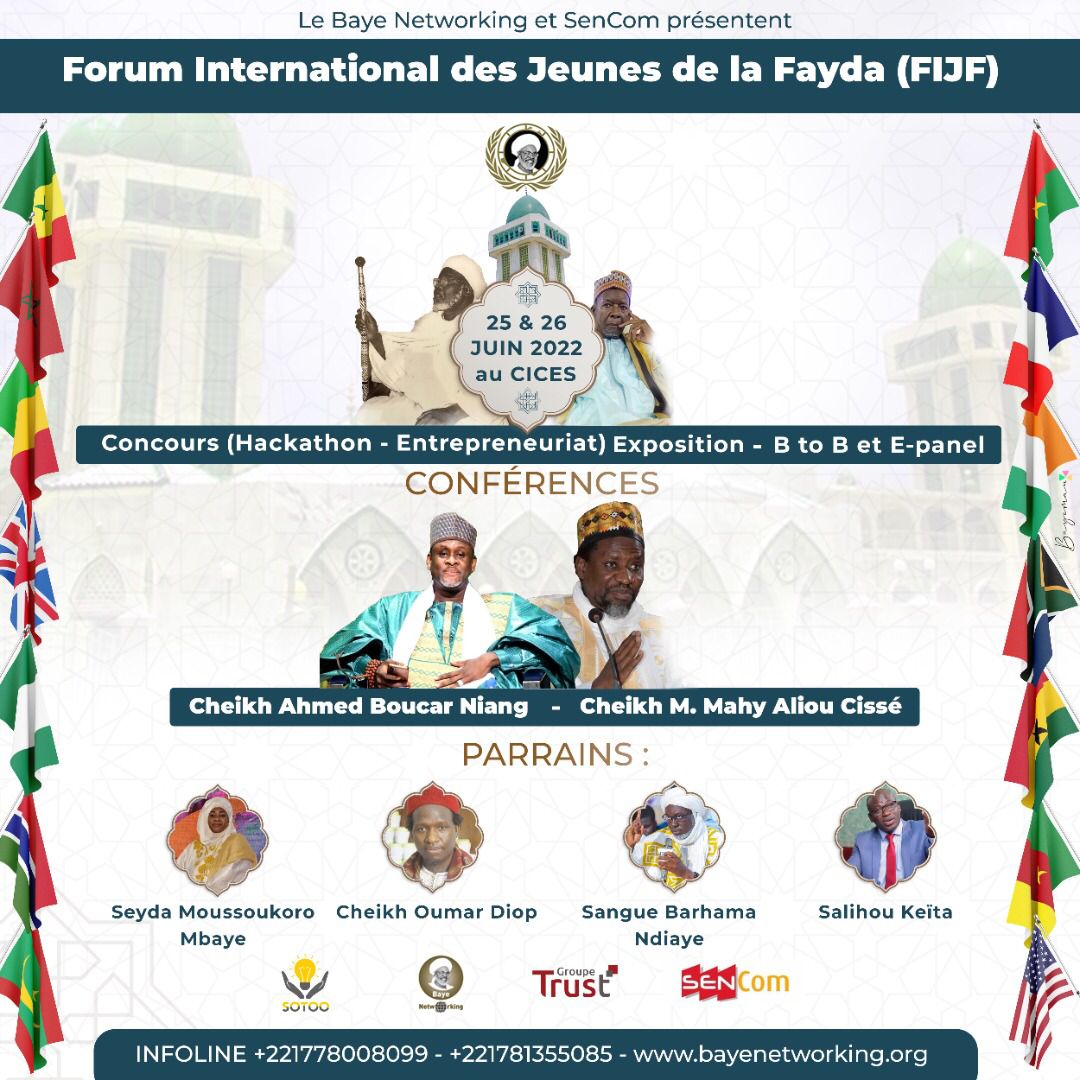 Baye_networking's tweet photo. Forum International des jeunes de la Fayda Tidjaniya 25 et 26 Juin 2022 au CICES 
#bayenetworking #baye_networking #Fayda #kebetu #Baye #Niass https://t.co/Je37TCSm5A