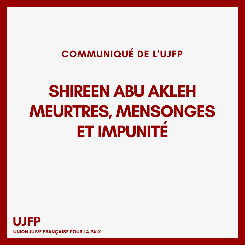 contactujfp's tweet photo. Après ce nouvel assassinat, l’UJFP considère que ne pas sanctionner politiquement, économiquement et militairement Israël et son occupation et de destruction de la société palestinienne est un acte de complicité et ouvre la voie à d’autres crimes.
⏩ https://t.co/7QqyeHLaCp https://t.co/AbyQWQRB75