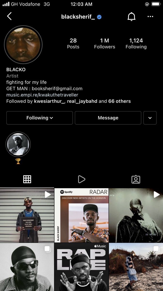 Nana_Appiah_'s tweet photo. @blacksherif_ 1 million followers on Instagram. #RBAFORLIFE.  Killa Blacko https://t.co/EXDSKHQcWC