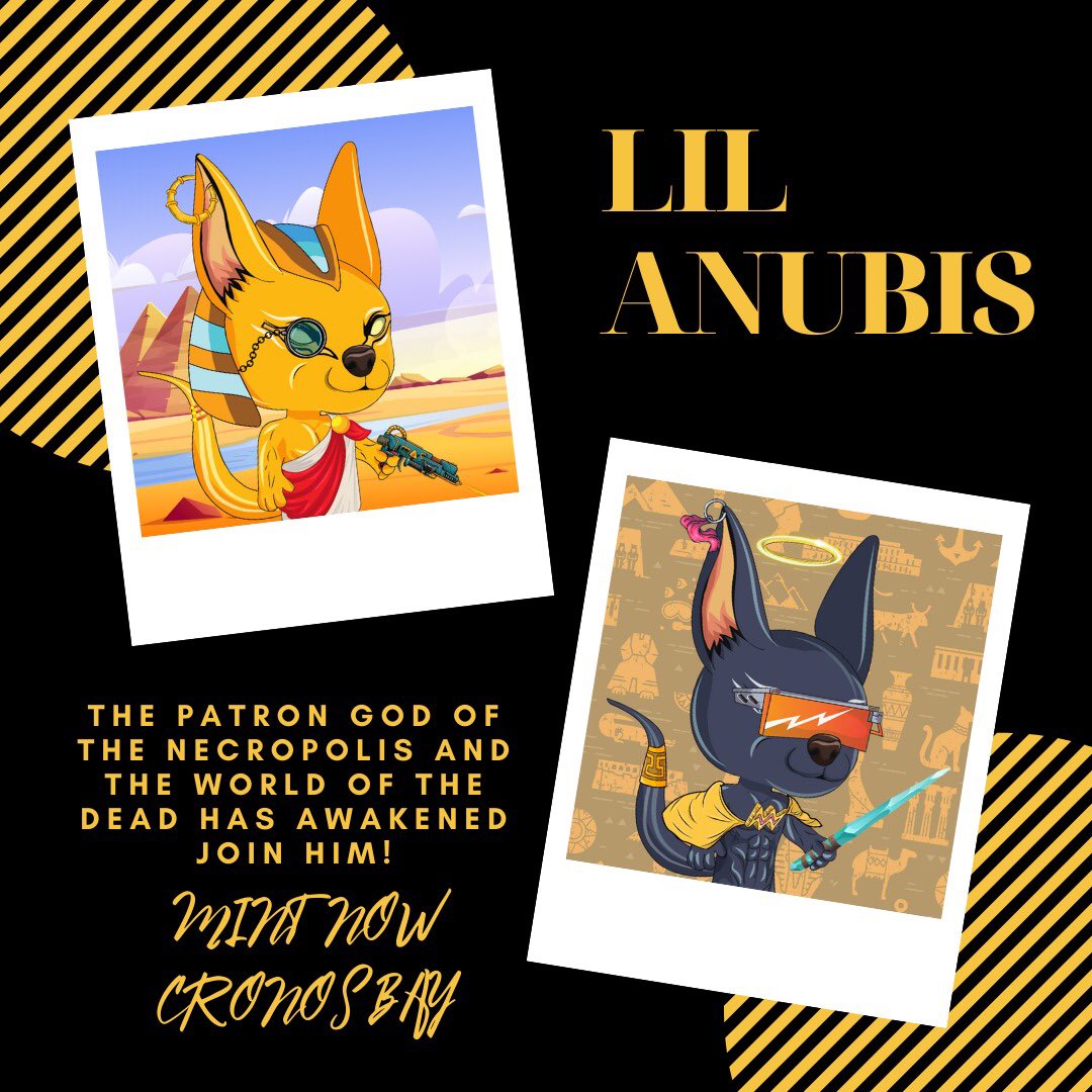 Lil_Anubis_nft's tweet photo. 🎁#GIVEAWAYS🎁

MINT 1 ANUBIS to be ELIGIBLE🔥Winners announced in 2 days!

@CronosBay➡️ https://t.co/gFHCvFczmS

🏆100 #CRO 🏆
🏆2 #NFT To Win🏆

1⃣❤️&amp;🔁
2⃣Follow @Lil_Anubis_nft &amp; @CronosBay 
4️⃣Tag 3 Friends

#CronosNFT #Giveaways #NFTdrops 
#NFTGiveaway #crofam  #Cronos https://t.co/eFfjb3zGa9