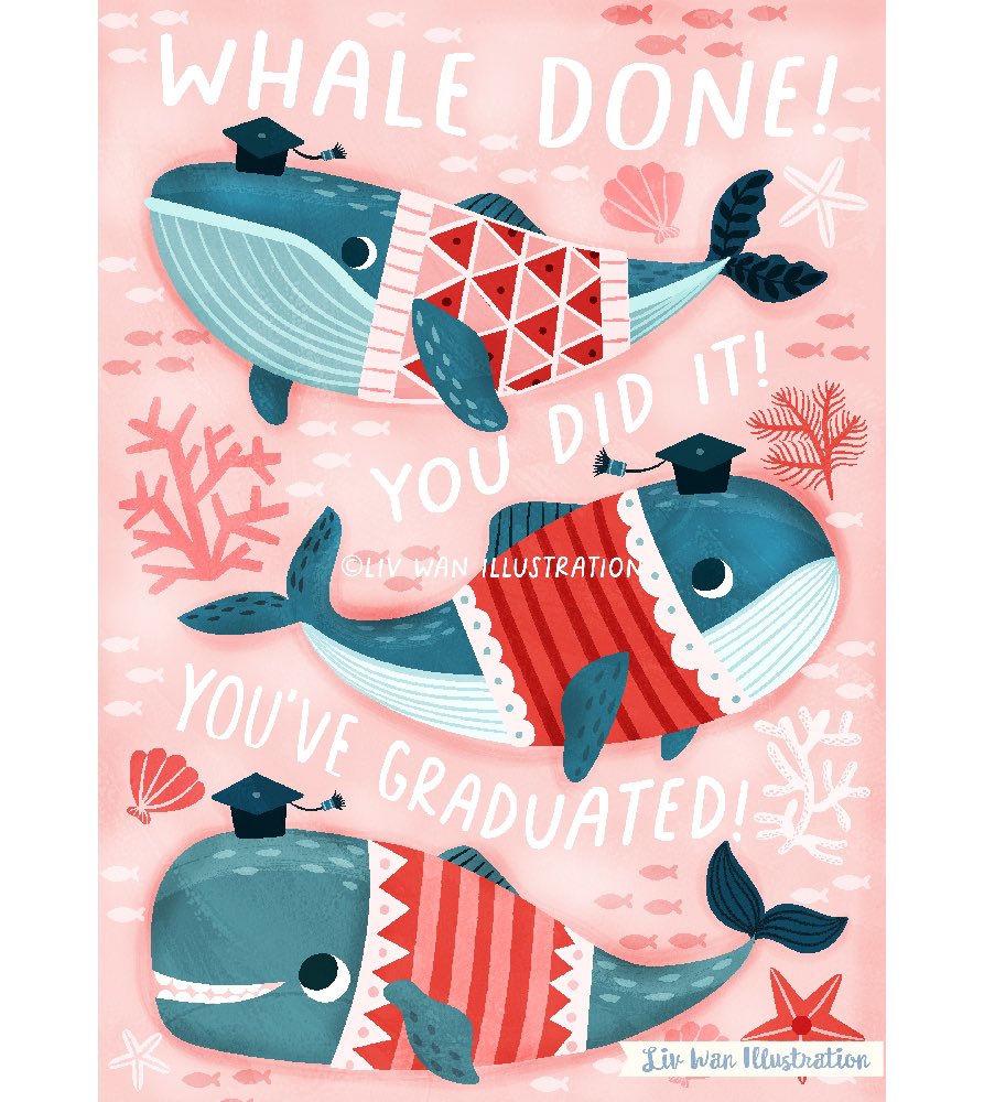 LivIllustration's tweet photo. Whale done! You did it! 

#graduation2022 #Graduation #greetingcard #artlicensing #whaledrawing #graduationcard #animalillustration https://t.co/EevMaXVpGc