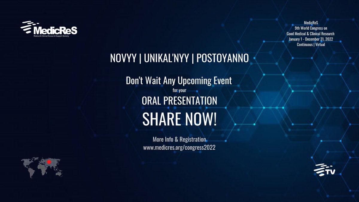 MedicReS's tweet photo. Dear Researchers,
We are pleased to invite you to #Conorap – Continuous #OralPresentations Programme...

More Info &amp; Registration : https://t.co/2S7CEqryMy

#MedicReS #Biostatistics #Internationalmedicine #Scientificresearcher #Russia #Russianresearch #Clinicalresearch https://t.co/8djQmKo7m4