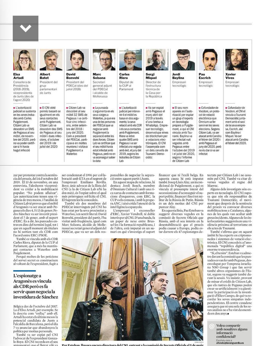 CNI va espiar-me amb autorització judicial durant el 2019. Un jutge ho va avalar simplement per la meva proximitat amb el president Puigdemont i per obtenir informacions sobre estratègies i negociacions polítiques. 

És una barbaritat monumental. Això és propi d’una dictadura.