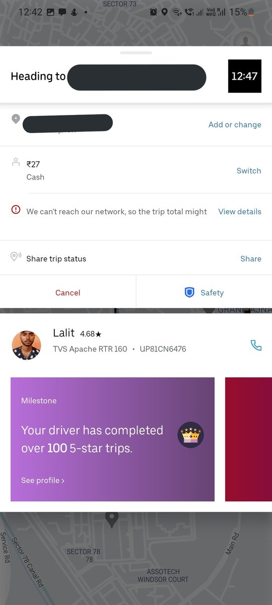 Anangamrit's tweet photo. @Uber_India Hey Uber your driver has started a trip without me and is still continuing it. It has been more than half an hour. He has declined multiple calls. Firstly I was forced to wait for 25 min, later I had to take alternate cab service. This is highly unprofessional of uber. https://t.co/anYGjtOBWF