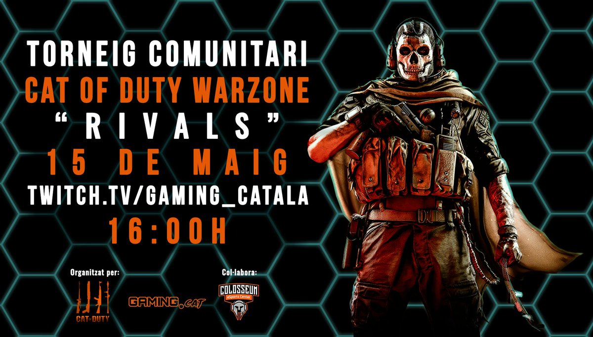 Ja està tot a punt per al torneig <a href="/cat_ofduty/">⚔🛡 {CAT of Duty} 🛡⚔</a> Rivals! Els 50 participants lluitaran per ser el darrer equip en peu, i ho podràs veure en directe, demà diumenge, a partir de les 16 h, a twitch.tv/gaming_catala 

No t'ho perdis!