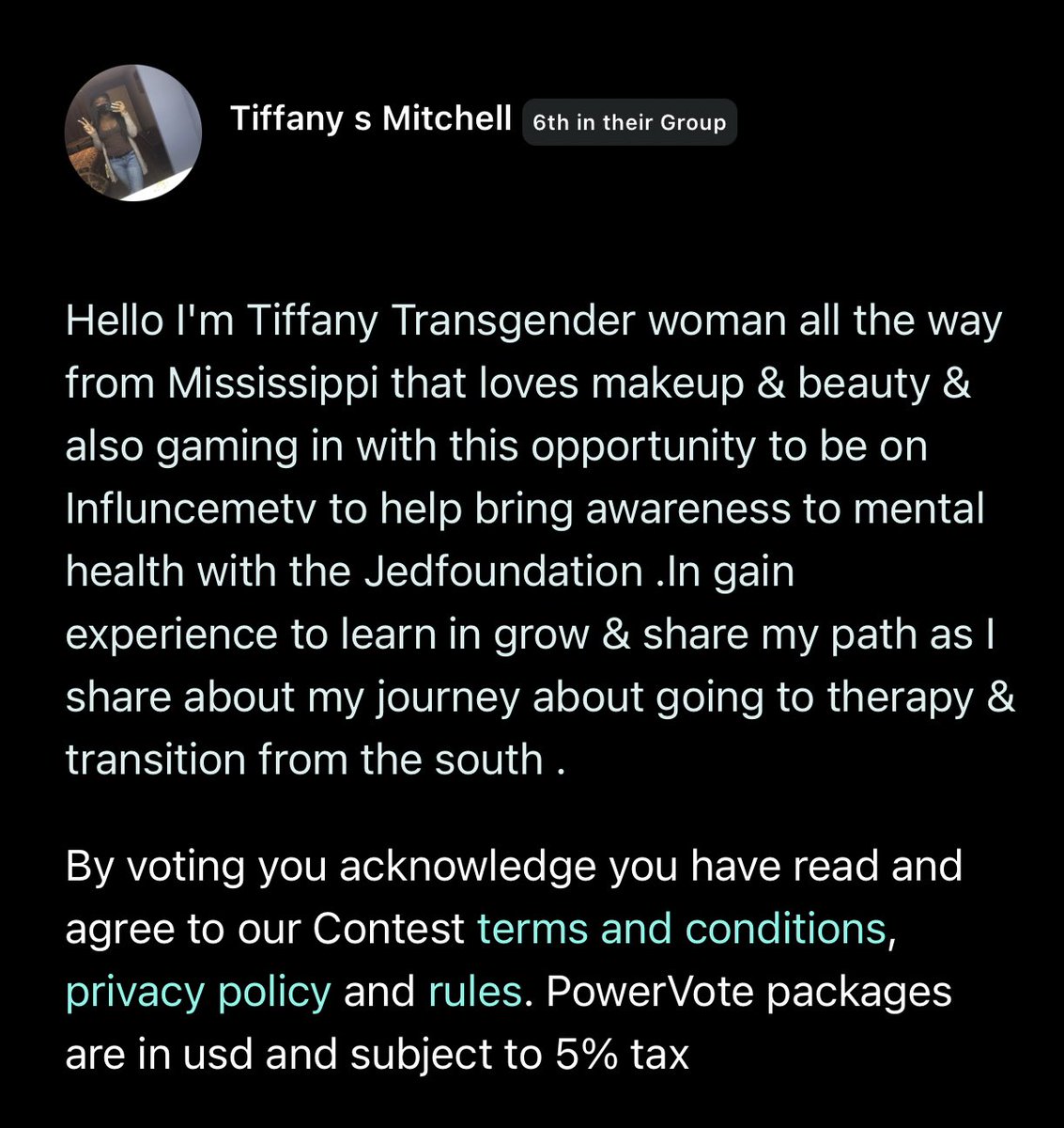 icy6318's tweet photo. Wow can’t believe there only 3 days left  until voting ends to  earn my spot on #influenceMeTv for a life changing opportunity only 15  will  move forward onto the next round &amp; votes will still be needed to help being my journey https://t.co/9kfhPF9Cbo https://t.co/Dv5jGGrnUY