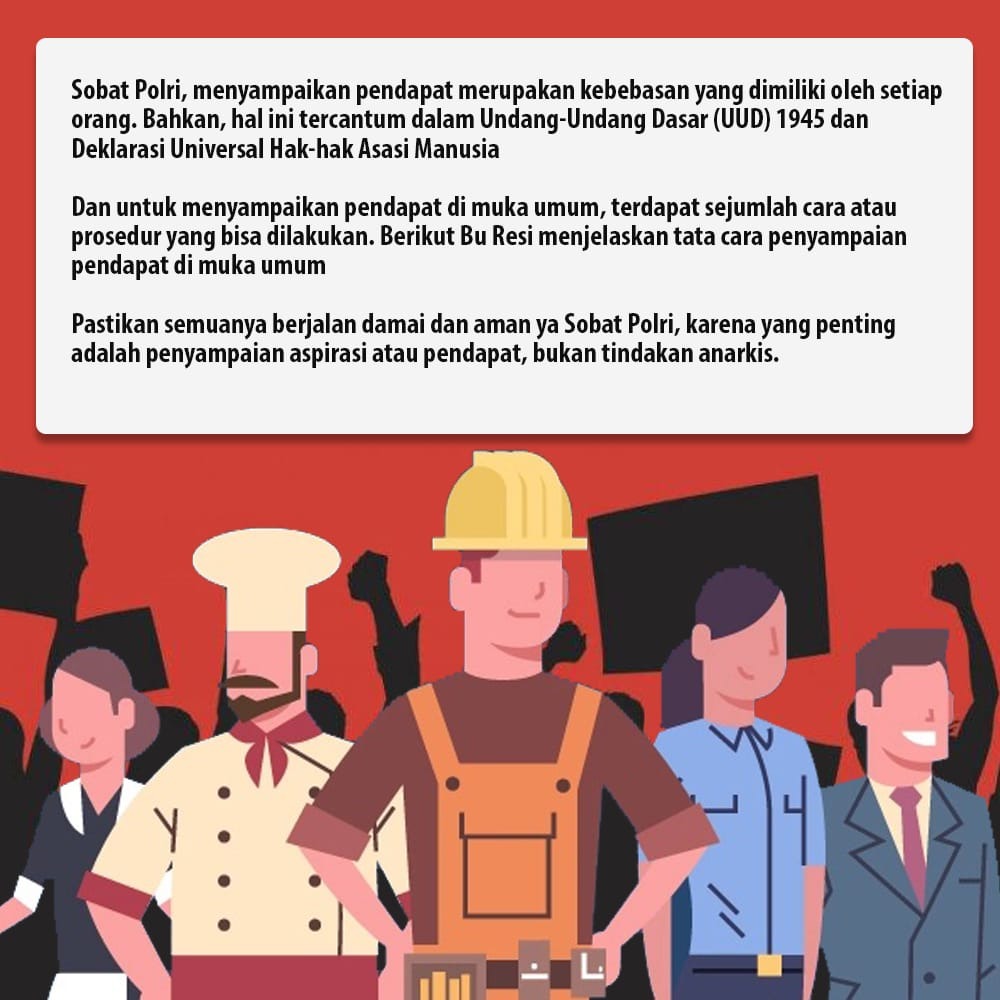 MargasariP's tweet photo. Penyampaian orasi bisa dilakukan ditempat terbuka umum, Namun jangan lupa untuk tetap jaga prokes ya

#SampaikanDenganTertib
Unras Tetap Prokes https://t.co/yqIsR2GWCd