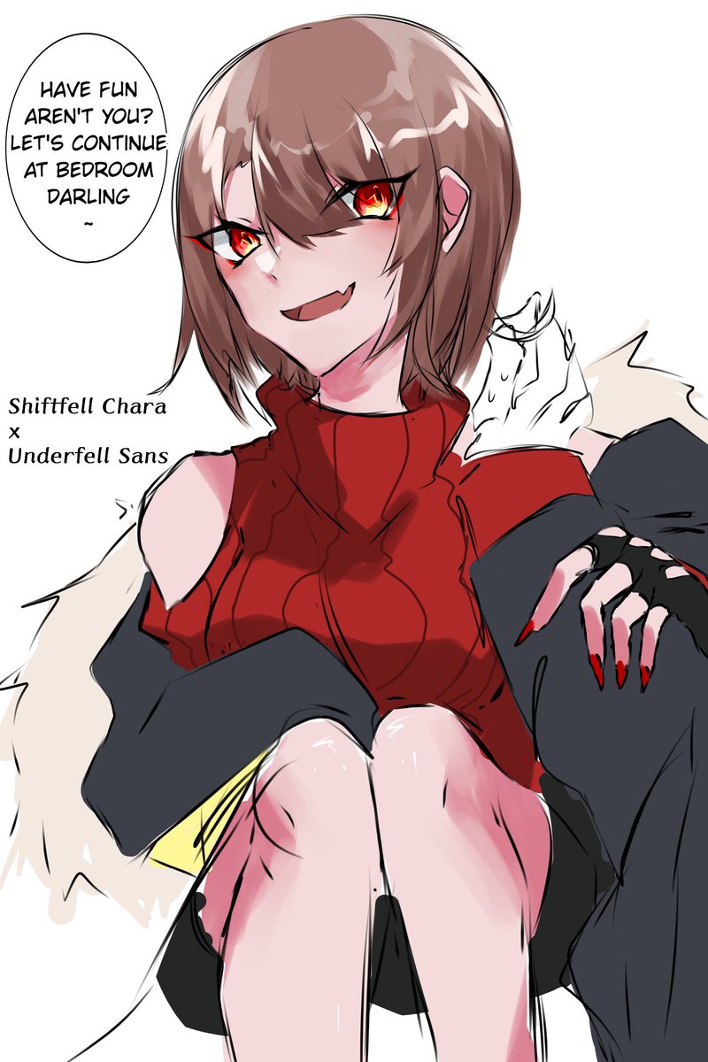 deen__sf's tweet photo. Shiftfell Chara x Underfell Sans
If Sans: "IKUZOOO seggsss brutal tonight"
#undertaleAU https://t.co/I76FG8J1m8
