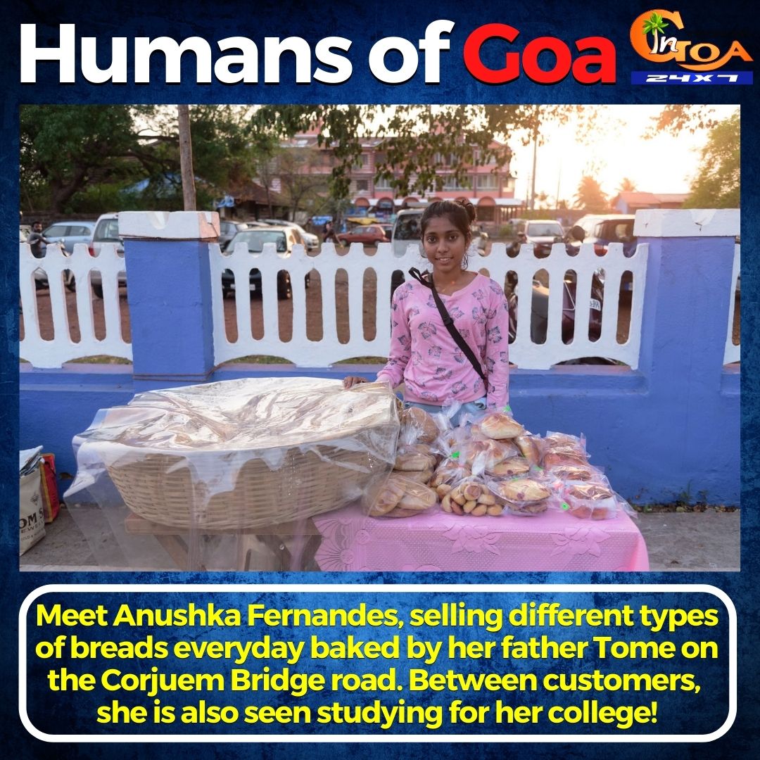 InGoa24x7's tweet photo. Meet Anushka Fernandes, selling different types of breads everyday baked by her father Tome on the Corjuem Bridge road. Between customers, she is also seen studying for her college!
Via: Cecil Pinto
Image courtesy: Keith Fernandes
#Aldona #Corjuem #Goa #VibrantGoa https://t.co/W0kOgC9j5D