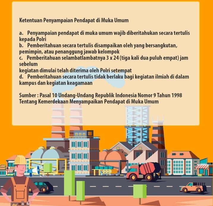 MargasariP's tweet photo. Penyampaian pendapat dimuka umum wajib dilakukan secara damai dan tertib dengan tidak lupa tetap terapkan prokes

#SampaikanDenganTertib
Unras Tetap Prokes https://t.co/OmTa5QRvNk