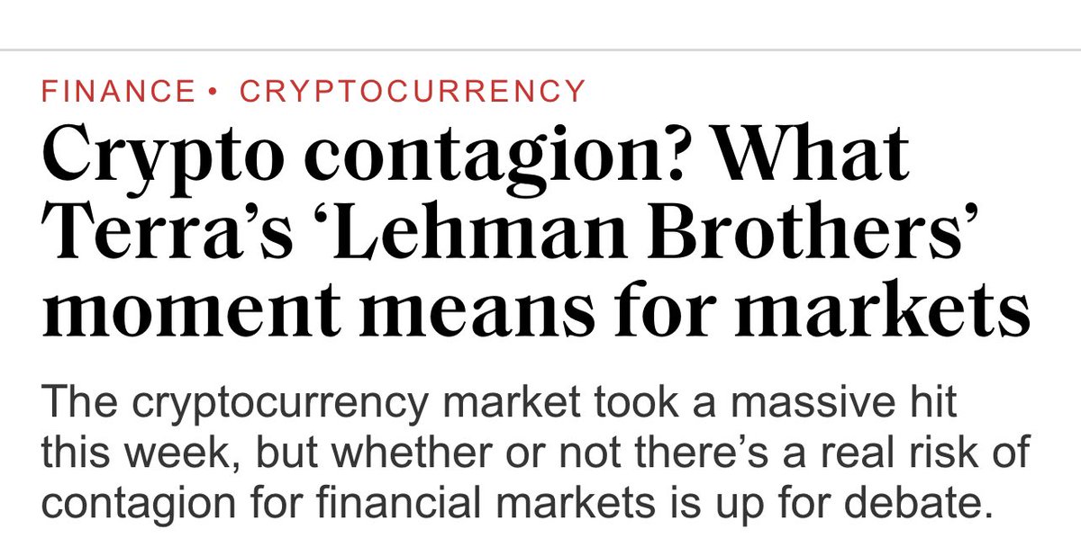 conksresearch's tweet photo. The Terra/Luna demise was not crypto’s Lehman Moment. It was the two Bear Stearns subprime funds going belly up beforehand. The real Lehman is Tether. https://t.co/Y57JQ87Awp