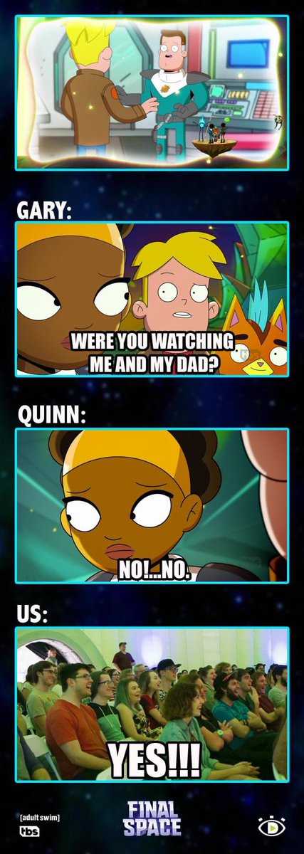 DarioPasAlin's tweet photo. Whether it's intentional or not, this 4th wall break from #FinalSpace S1 is so emotional that it inspired me to make this picture. π to the work by all the people behind the scenes. β€οΈπ
#RenewFinalSpace #SaveFinalSpace #ReviveFinalSpace
#BringBackFinalSpace #FinalSpaceForever https://t.co/AhY4UMdj0E