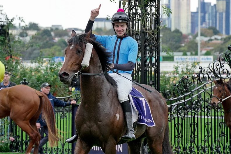 FlemingtonVRC's tweet photo. A poignant last-stride victory for @SadlerJd’s Flash Feeling, with managing owner Marcus Jacobson pledging his winnings to @CWilliamsJockey’s Ukraine appeal. Donate now: https://t.co/pg1p45RkPk https://t.co/O7K61uF2AP