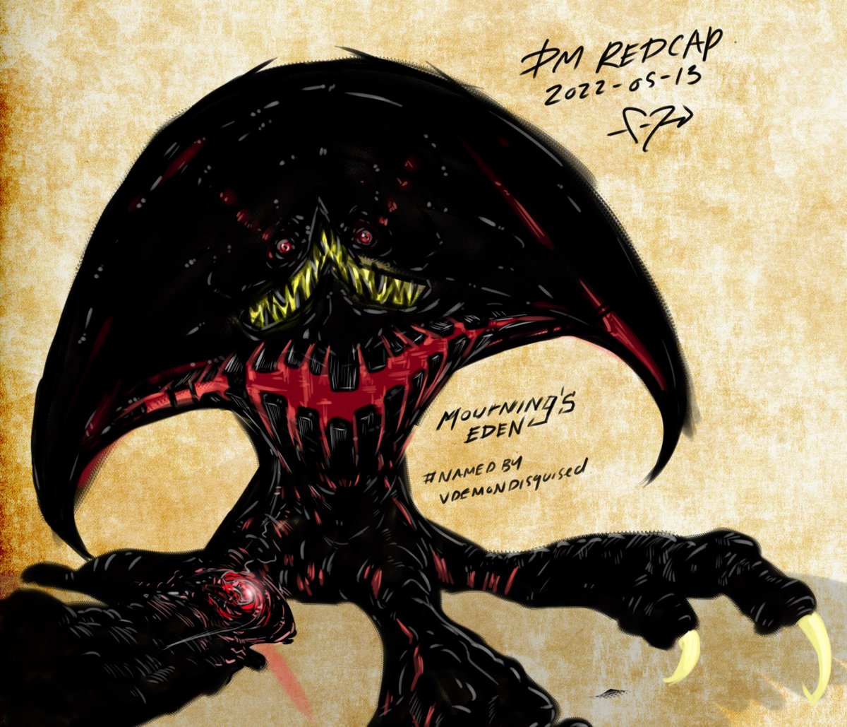 DMRedCap's tweet photo. When you decide to draw an Eldritch monster and collaboration leads you to a bird of paradise/tree/nightmare... Say hello to Mourning's Eden
#dungeonsanddragons #dnd #originalcharacter #originalart #original #adhd #2hrstream #streaming #deargodwhy https://t.co/BoPhqjfTDF