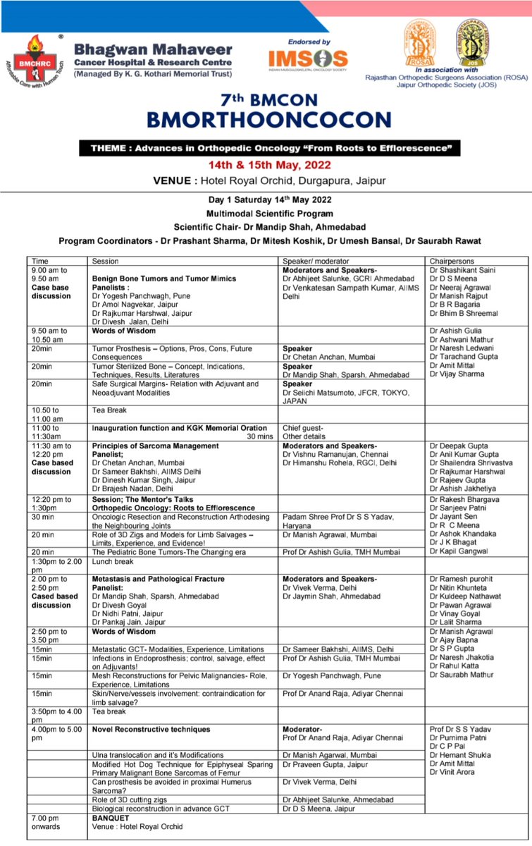 docgulia's tweet photo. Marathon of interesting sessions on Orthopedic Oncology starts today. Glad to meet my colleagues from across the country after such a long time. #BMORTHOONCOCON #BhagwanMahaveer #IMSOS #Jaipur #Rajasthan https://t.co/0ccqB6LaOw