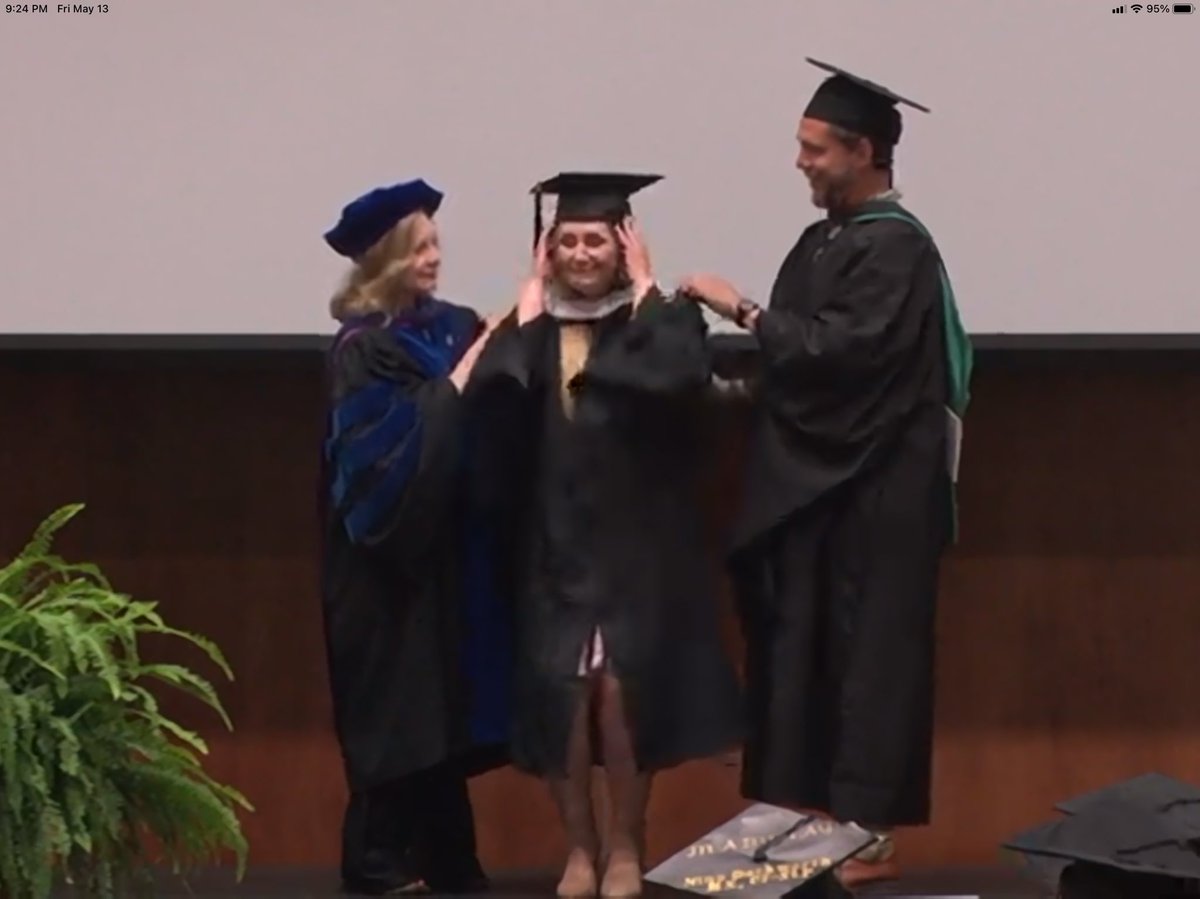 SLUEnglish's tweet photo. Master’s Hooding Ceremony 

Paige Devall, hooded by David Armand 
Erica Welter, hooded by Ziba Rashidian https://t.co/LkmtNU0Ey2