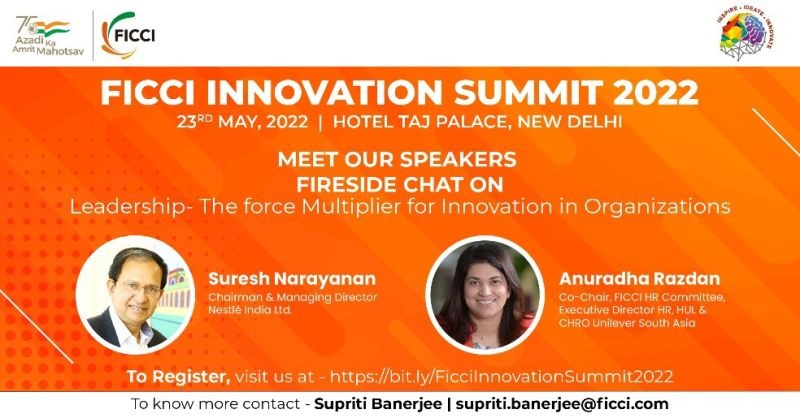 ficci_india's tweet photo. Join us at a fireside chat b/w Ms Anuradha Razdan, Co-Chair, FICCI HR Committee, Executive Director HR, HUL &amp; CHRO Unilever South Asia &amp; Mr Suresh Narayanan, CMD, @NestleIndia on 'Leadership- the force Multiplier for Innovation in Organizations' at #FICCIInnovationSummit. https://t.co/8jY0SnUwam
