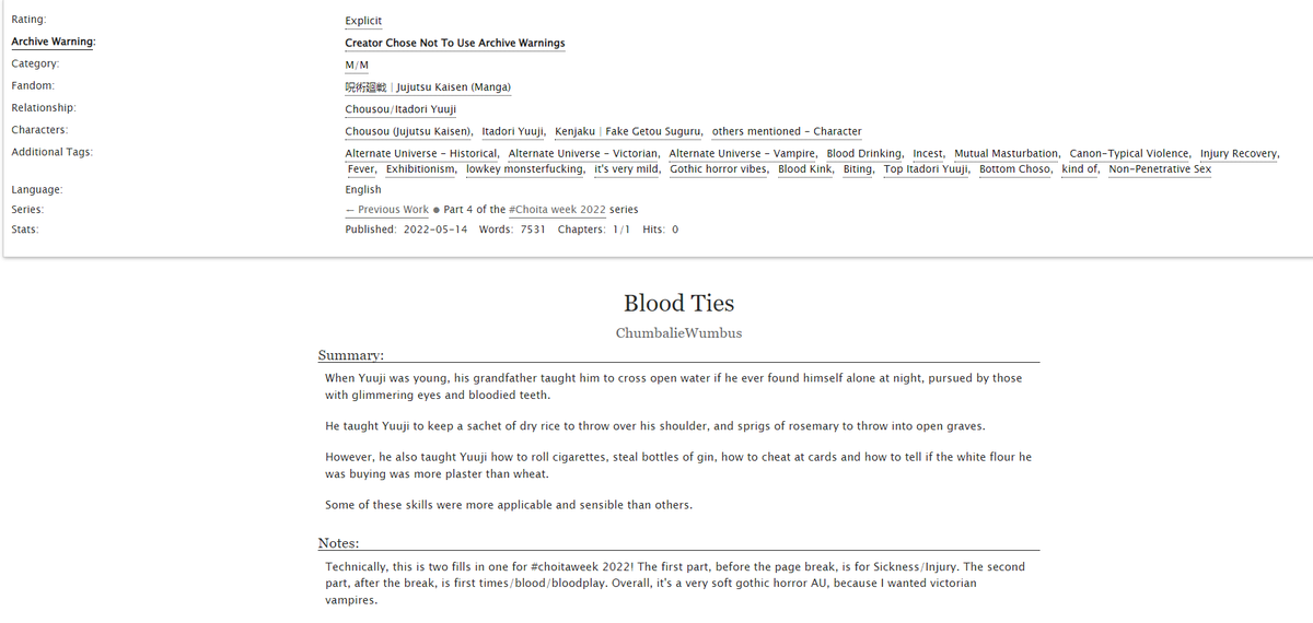 Chumbaliehungus's tweet photo. I MADE IT, IT'S STILL BEFORE MIDNIGHT HERE. My day 4 &amp;5 fill for #choitaweek2022 is live! We gots us a vampire AU this time! #choita #itacho https://t.co/lWfbmL3ZtS https://t.co/eaqKtcjDXS