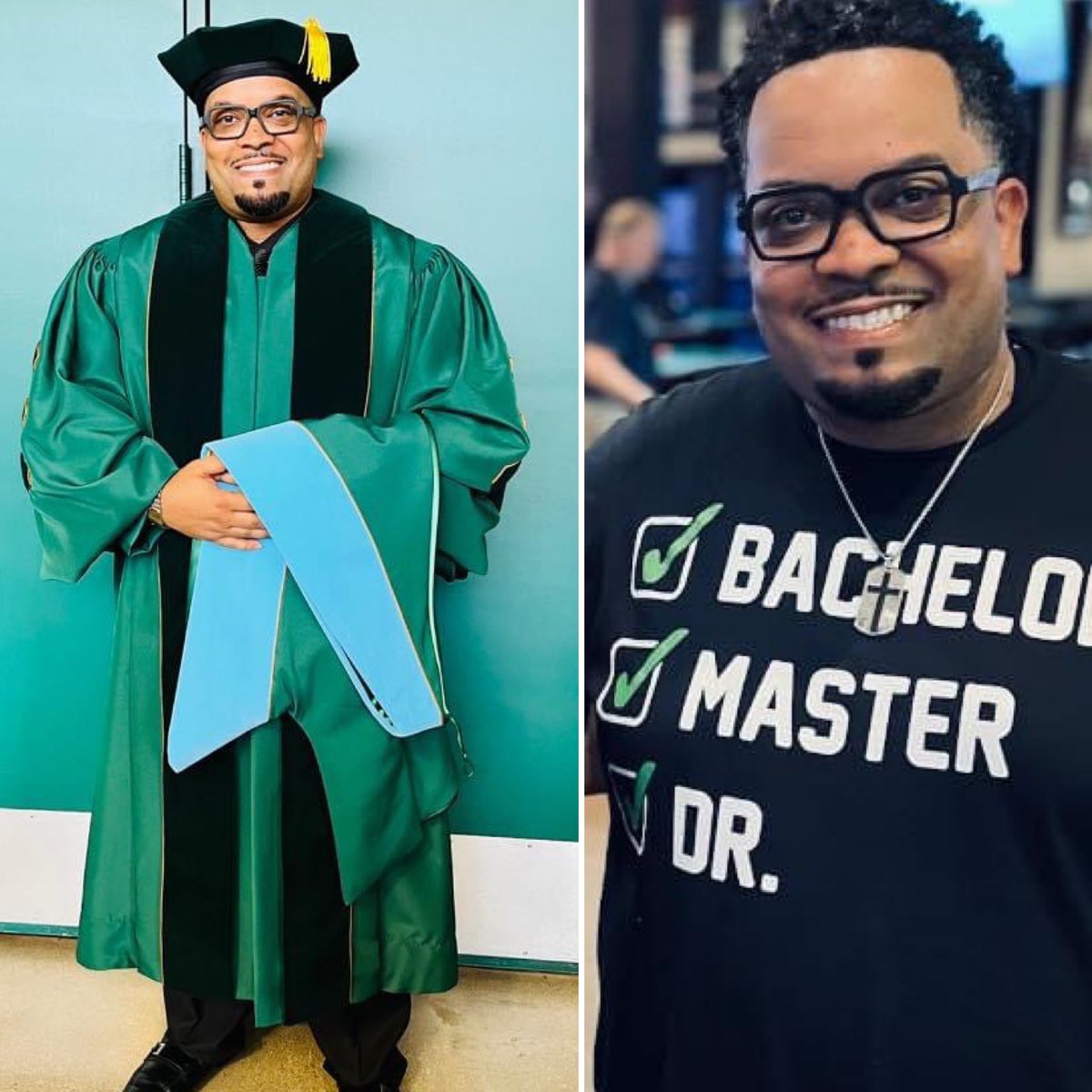 PastorDanielle's tweet photo. Beyond proud of my cousin/brother, @dr_jwes who graduated from @bayloruniversity with his Doctor of Education. #LockhartStrong #BlackMenInEducation #MycousinissmarterthanyourS https://t.co/3KB2F6v0j7