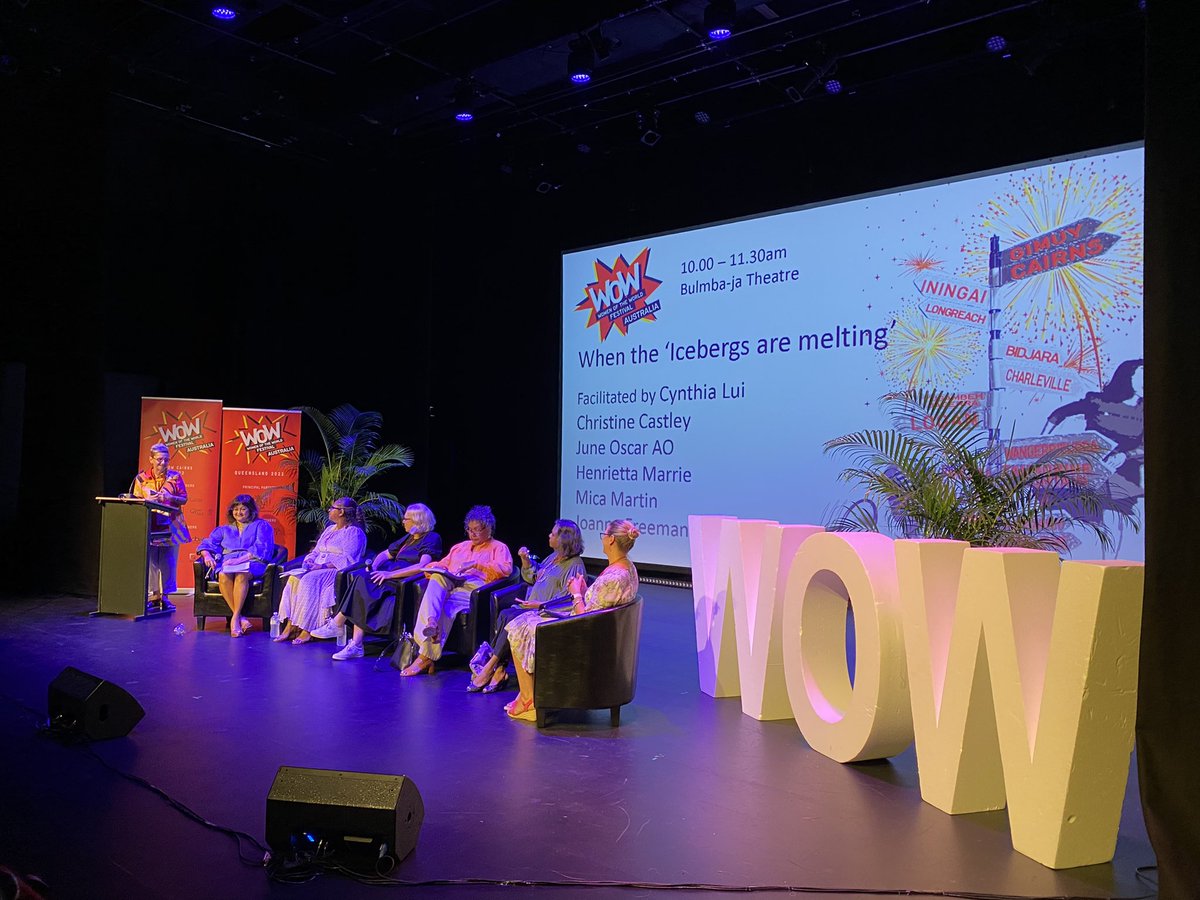 DrMelNaidoo's tweet photo. What a powerhouse panel looks like. Wisdom shared by real women of the world #WOW #DiversityandInclusion #LeadingTheWay #makechange #wowcairns #wowaustralia2022 @WOWTweetAus @MDA_qld https://t.co/lPpUfviFji