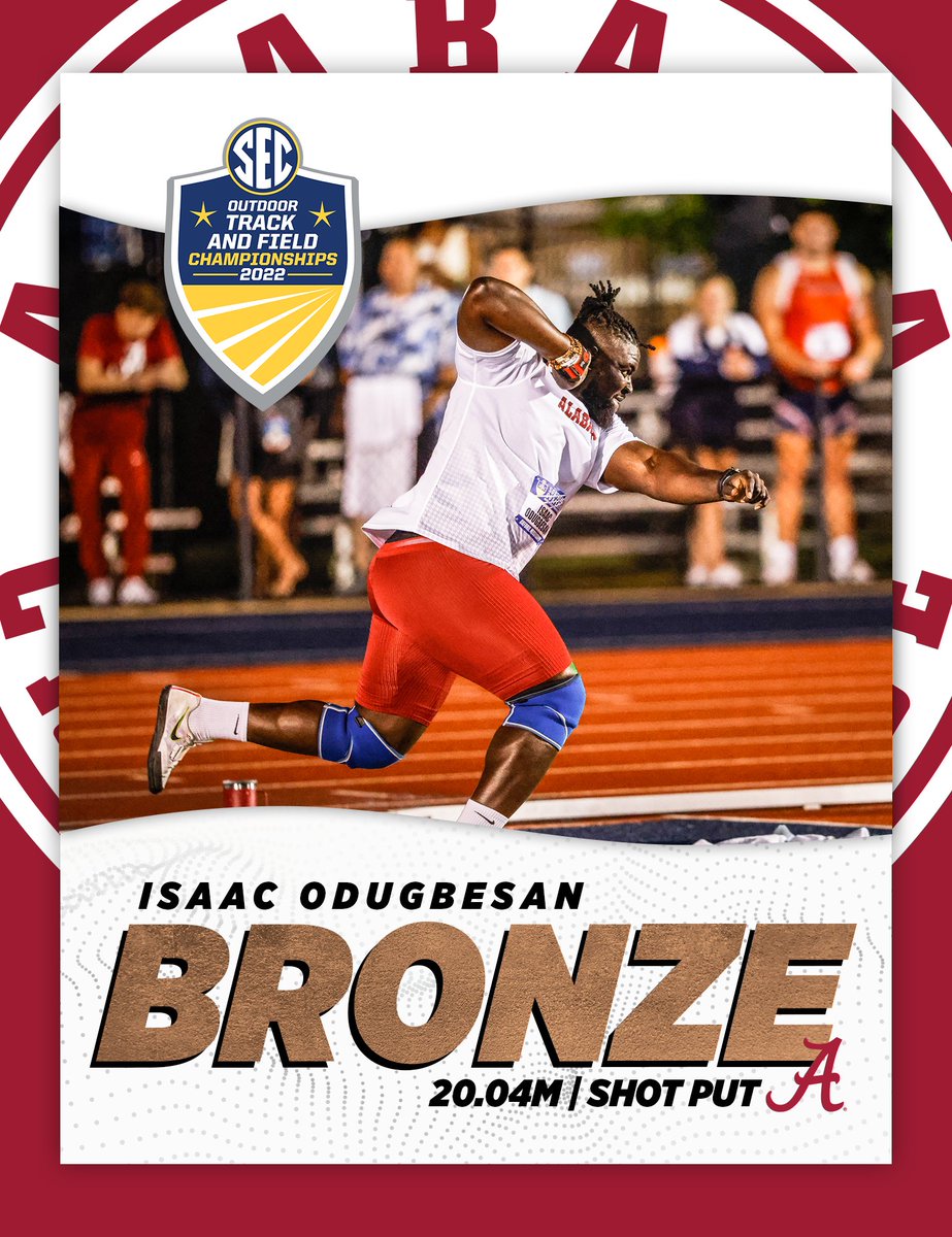 AlabamaTrack's tweet photo. Another @SEC shot put medal for Isaac Odugbesan!!!
#BamaThrows #RollTide https://t.co/TELXLnZ5vZ