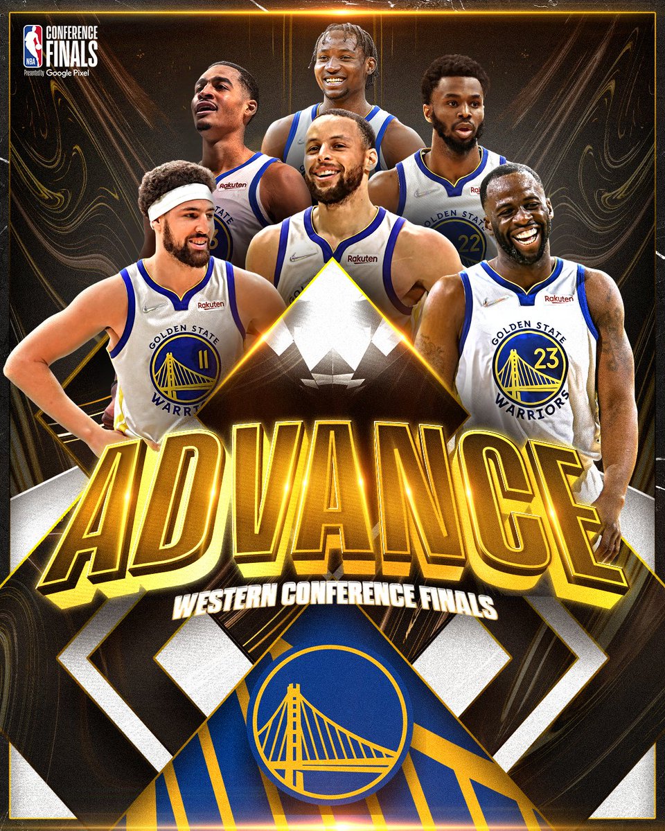 The <a href="/warriors/">Golden State Warriors</a> advance to the Western Conference Finals!

#NBAPlayoffs presented by Google Pixel