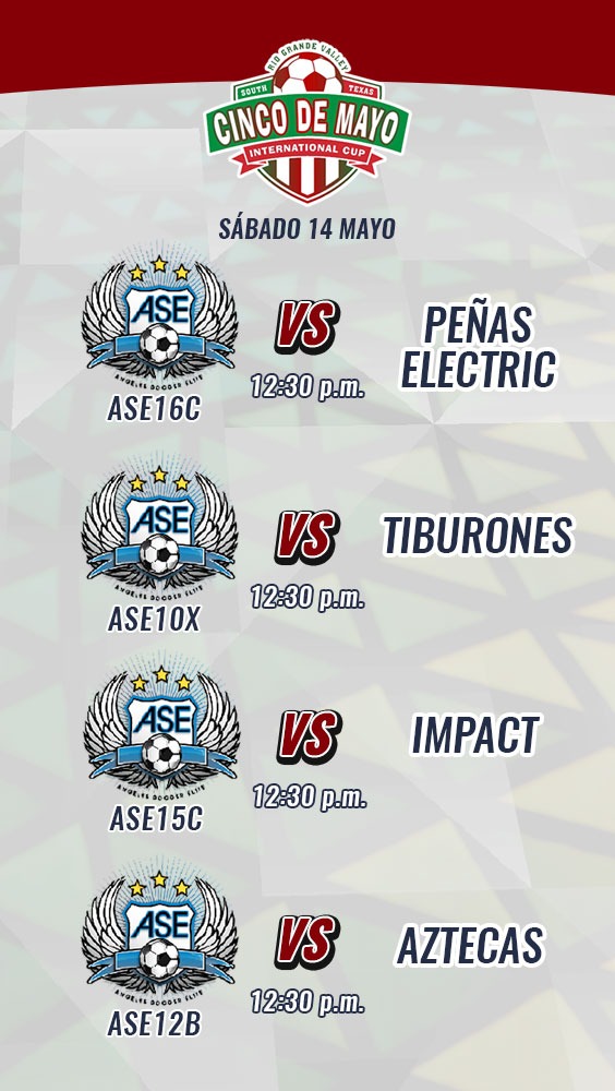 Angeles_SoccerE's tweet photo. Nos espera una maratónica jornada el día de mañana en Cinco de Mayo Cup.
#Estoy #AngelesSoccerElite #cincodemayocup #GoASE https://t.co/4Mgo1YLJJv