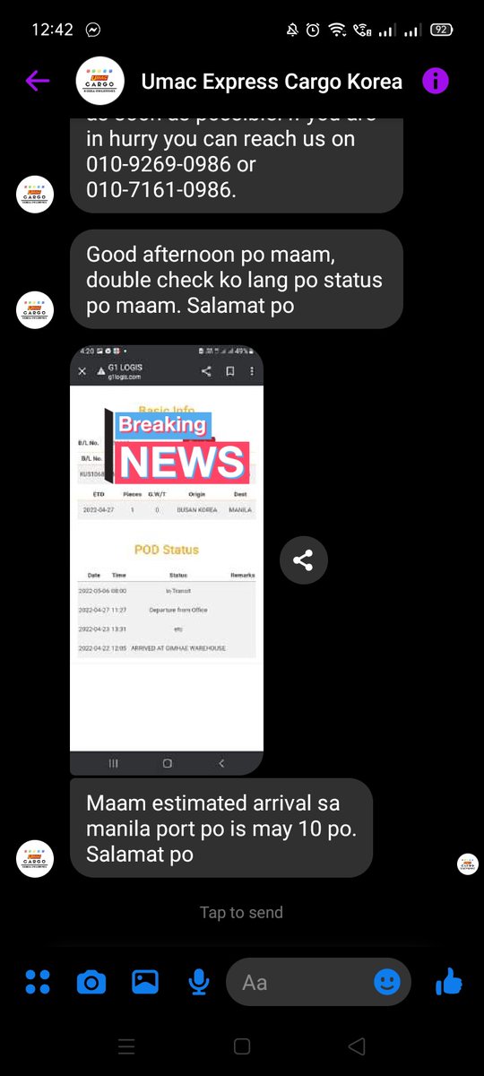 StanNShoppe's tweet photo. #StanNShoppe_Memo

This was the last update of Umac. I asked for a recent update since lagpas na siya sa eta. Waiting for the reply nila. https://t.co/S9iPxyt3JK