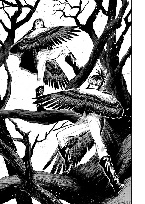 「虎は龍をまだ喰べない。」発売中のハルタ94号にて第十二話掲載されております!龍を巡って争う猿と鷲。よろしくお願いします!#まだ喰べ 