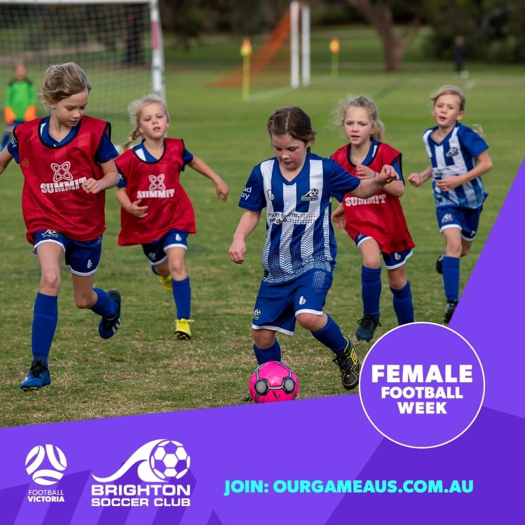 Brighton Soccer Club celebrates Girls and Women who play, coach, referee and support our beautiful game!
Can you kick like a girl?  Then you're in great company!

#brightonsc
#manyteamsoneclub
#womeninfootball
#Footballherway
#FFW
#FFWVIC