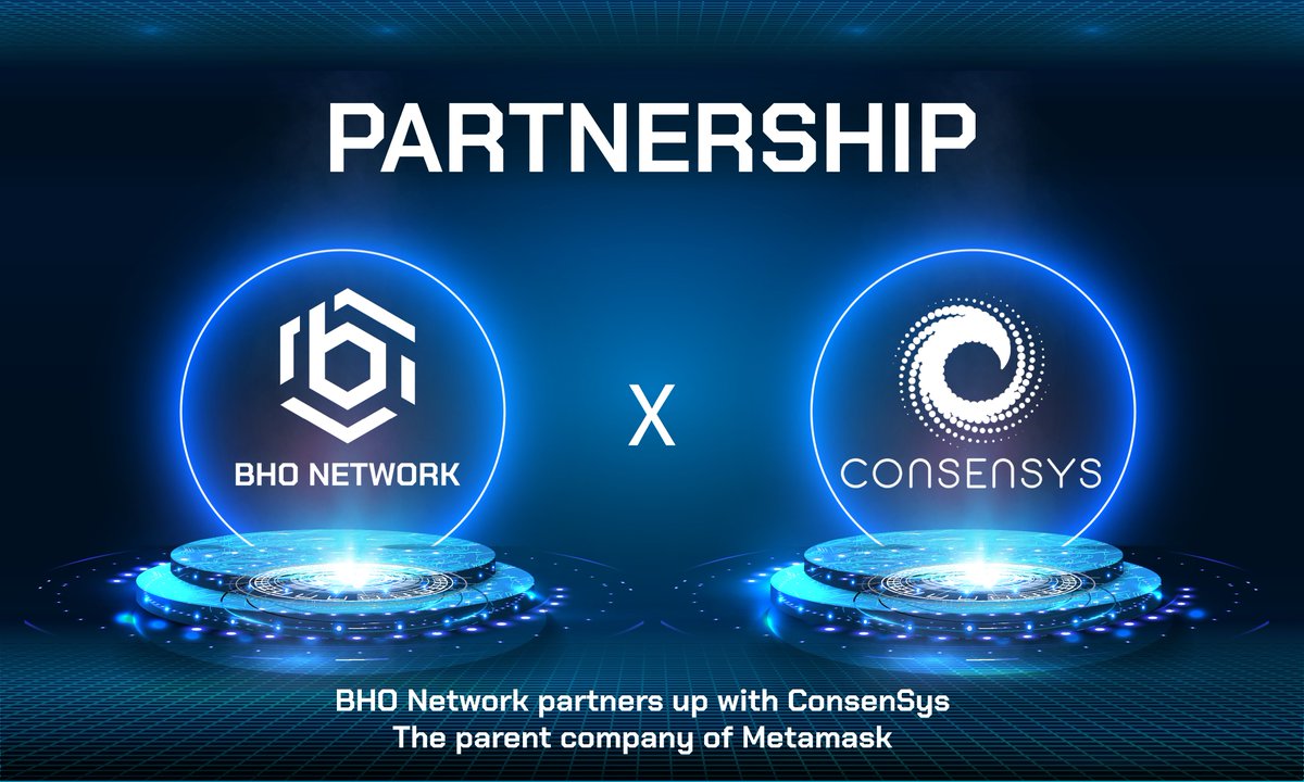bhonetwork's tweet photo. BHO Network x ConsenSys💥

BHO Network proudly announces that @ConsenSys - the parent company of MetaMask has become our official partner.

📲Read the full partnership announcement here:
https://t.co/xBSOfYIHvS

#BHONetwork #ConsenSys #BHOWallet #Metamask https://t.co/TaxarNOVm8