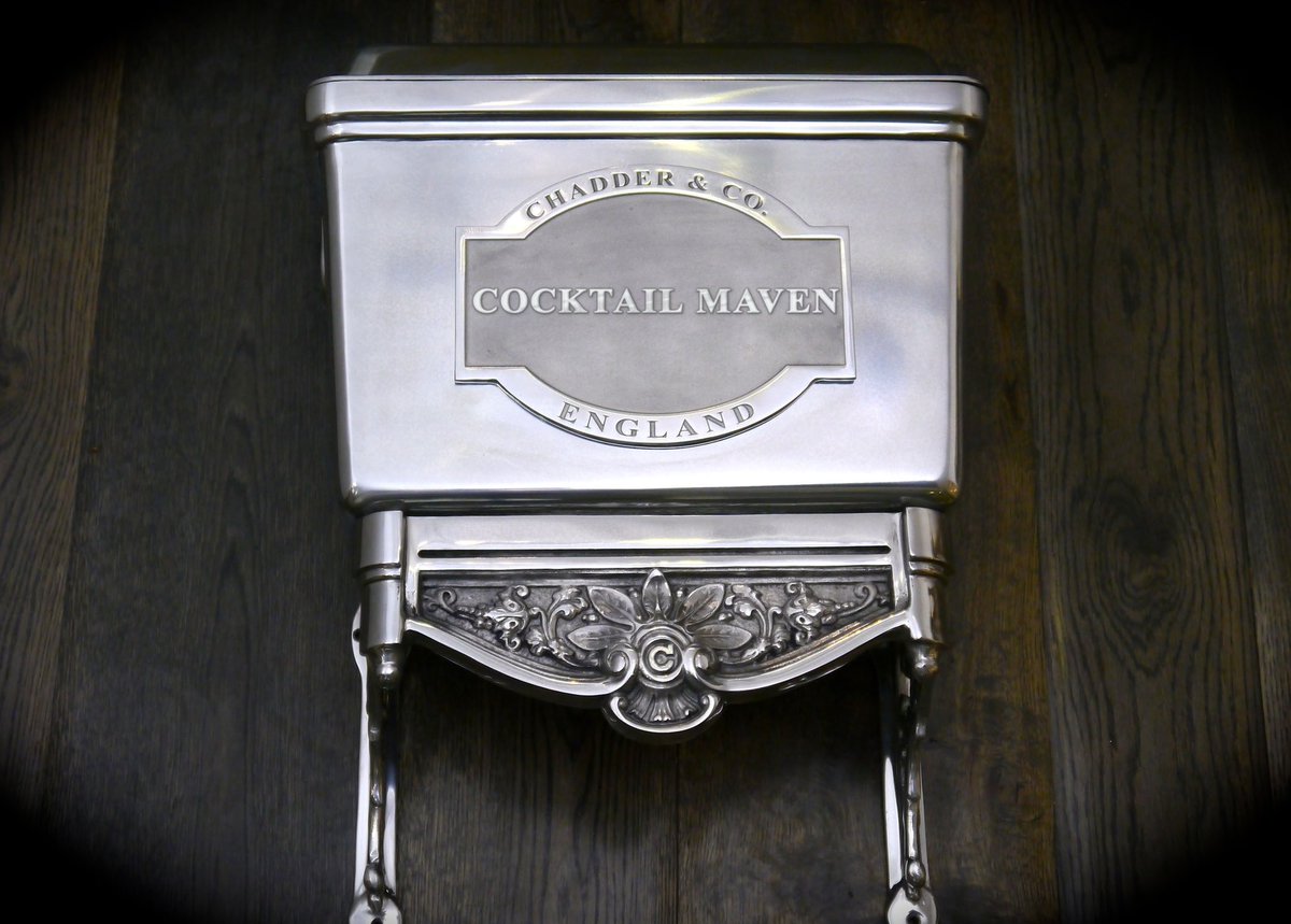 Cocktail_maven's tweet photo. I’ve been crushing on  @ChadderandCo fixtures for a bathroom remodel. The kind folks over there mocked up a bespoke plate on a toilet cistern for fun and I am completely here for it. https://t.co/A0x8JzlGee