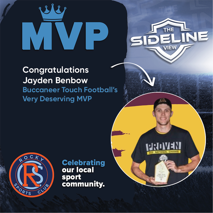 RockySportsClub's tweet photo. 👏👏 Congratulations to Jayden Benbow, Bucaneers Touch Football's very deserving MVP!

Jayden plays for Bucaneers in the A Grade mens comp, and was named player of the series at the National Touch League's tournament in Coffs Harbour last weekend. 

@990 4RO AM 
#SidelineView https://t.co/7wRXUqrlq2