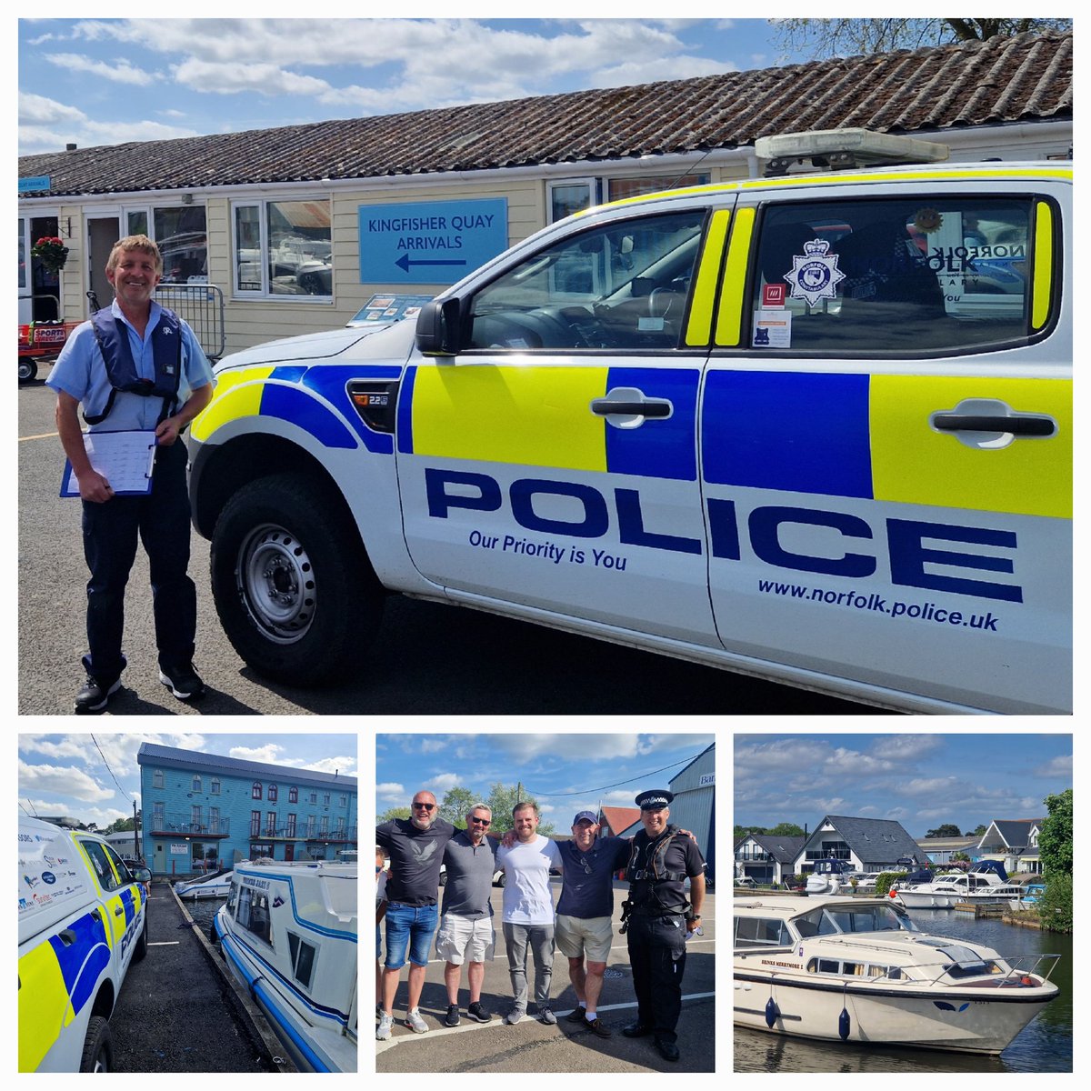 Hopefully - Another successful 'Meet &amp; Greet' Friday afternoon for the Groups visiting the #Norfolk Broads this weekend ☀️🍺🍷
Phil Martin Nathan &amp; Paul ⚓️👮‍♂️ <a href="/NorfolkPolice/">Norfolk Police</a> #PSVs #ASB #WaterSafety #CrimePrevention 
<a href="/BroadsBoating/">Richardson's Holidays</a> <a href="/broadsholidays/">Barnes Brinkcraft</a> <a href="/HerbertWoods/">Herbert Woods</a> <a href="/BroadsAuth/">Broads Authority</a>