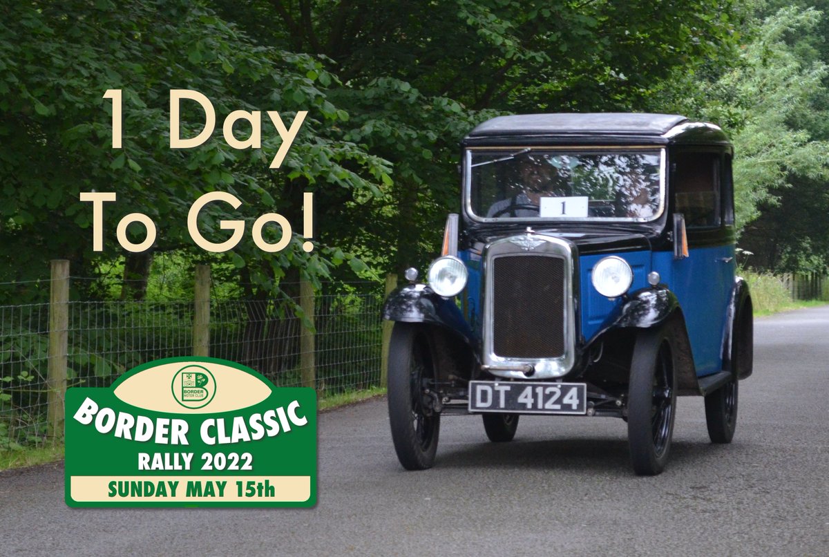 Just 1 more day until the Border Classic Rally!

Competitors! Please remember to print off your road books and bring them with you! There will be no facilities for printing available on the day.

We look forward to seeing you all tomorrow!