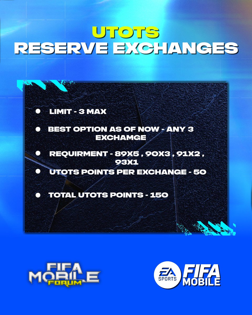 EAFCMobileForum's tweet photo. HOW TO GET A UTOTS 98 RESERVE F2P GUIDE 

*Required Cards can be obtained through the event or from market*

*Based on calculation until week 6*

We recommend to wait till UTOTS , A 99 Starter might become f2p https://t.co/ghnZU9fsOz