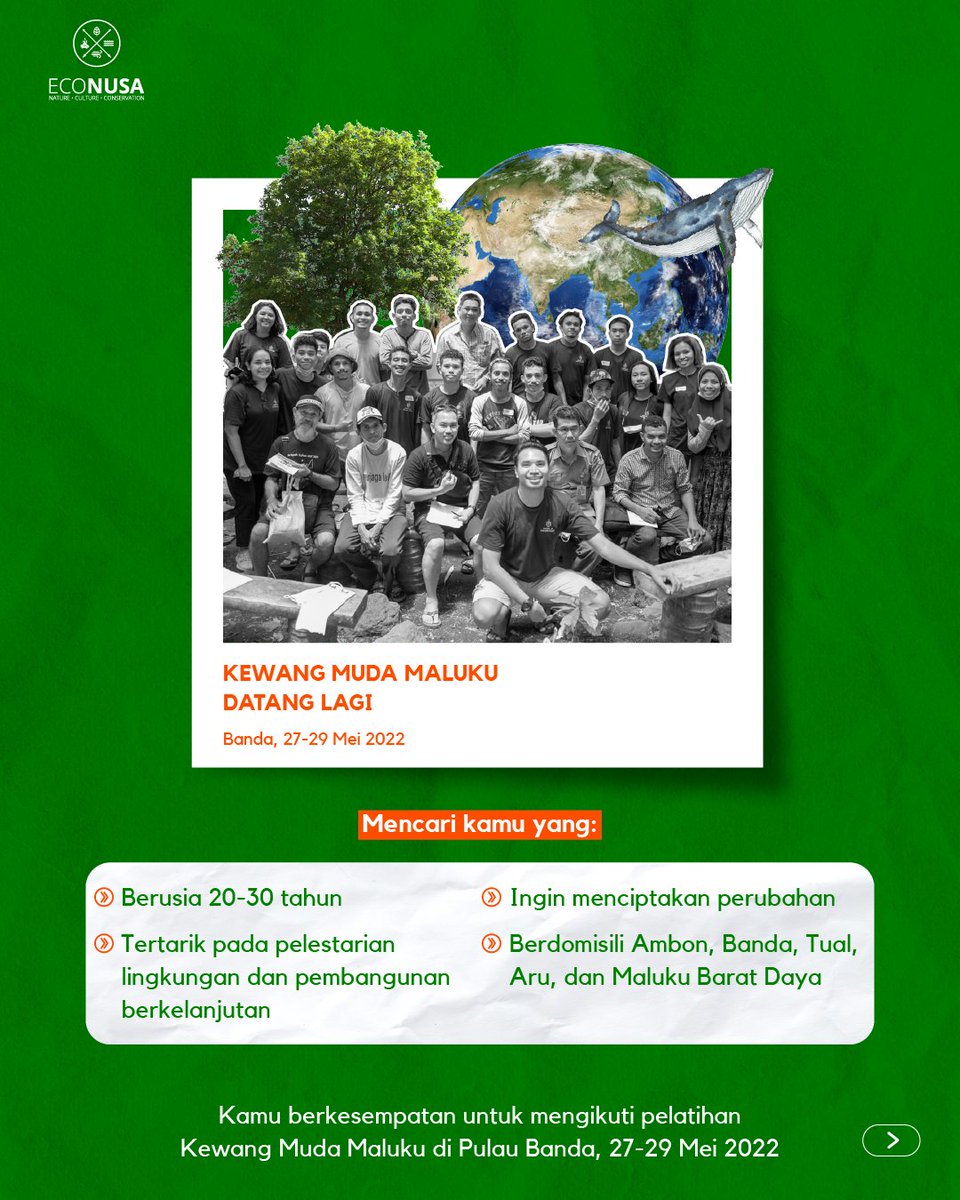 mcc_maluku's tweet photo. KEWANG MUDA MALUKU DATANG LAGI ! kamu akan diajak untuk mendalami isu-isu lingkungan seperti ekologi, perubahan iklim, pembangunan berkelanjutan, dan masih banyak lagi.Acara ini tidak dipungut biaya alias gratis!  #EcoNusa
#moluccascoastalcare https://t.co/JtJQXule3g