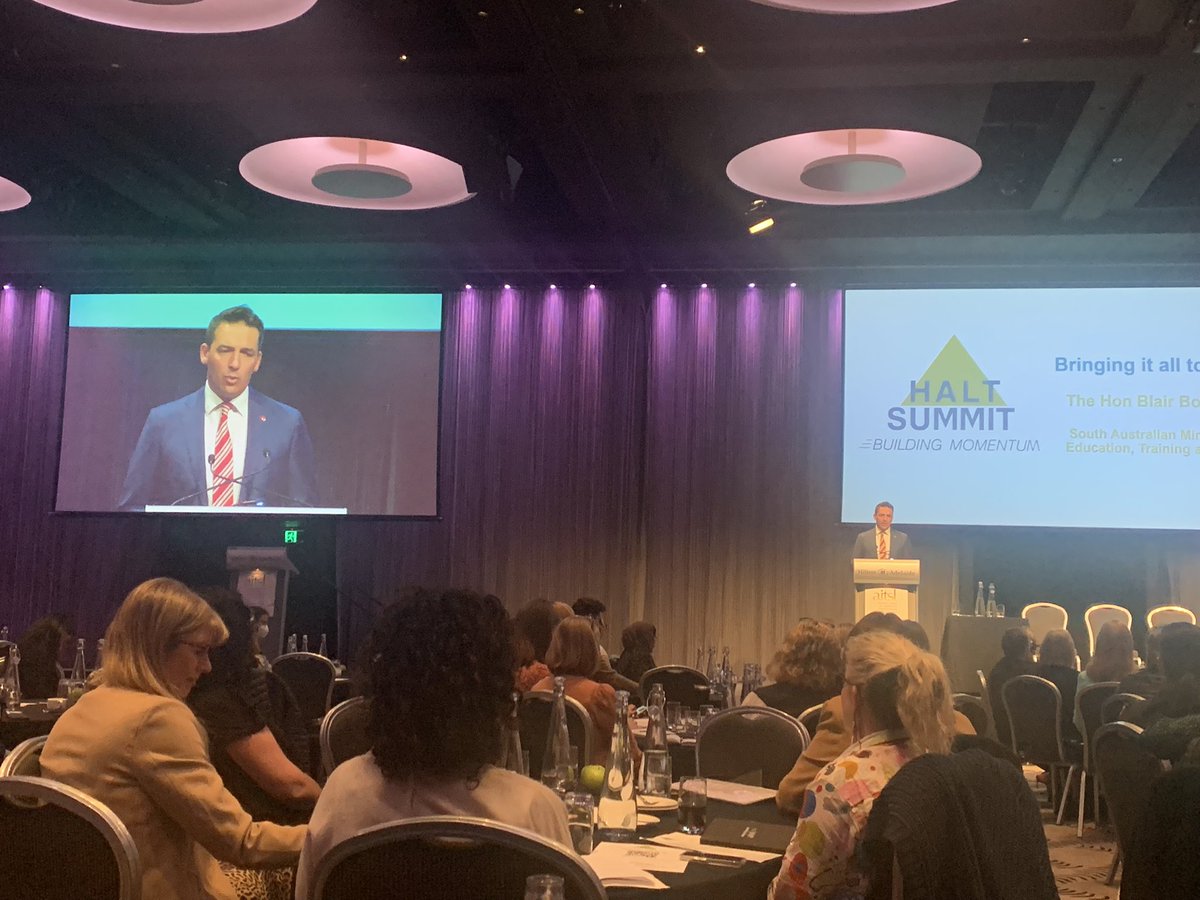 tan_crawf's tweet photo. @BBoyerMP speaking at #haltsummit22 about expertise (HALTs) in classrooms. Thank you you for acknowledging how important PL and summit is to us. #haltnetwork value this event & time so much. @aitsl https://t.co/HT76igOHaw