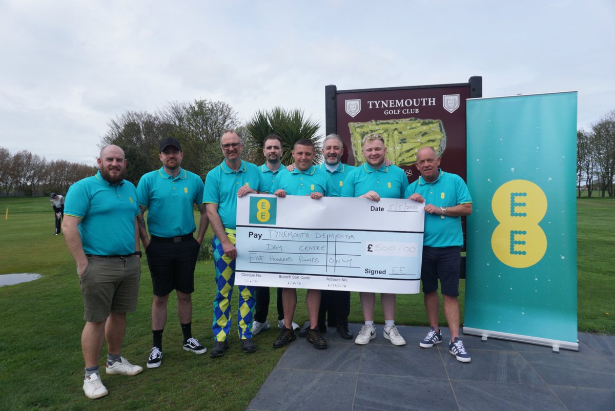 Hotpoint_asher's tweet photo. @EE @MarcAllera @TynemouthGC Recently group of 8 from EE Tyneside played 2 rounds of golf and raised £500 for local charity Tynemouth Dementia Day Centre who recieve no funding for the work they do. This money will go a long way towards supporting the centre and those they care https://t.co/Nj8RiA2oTr