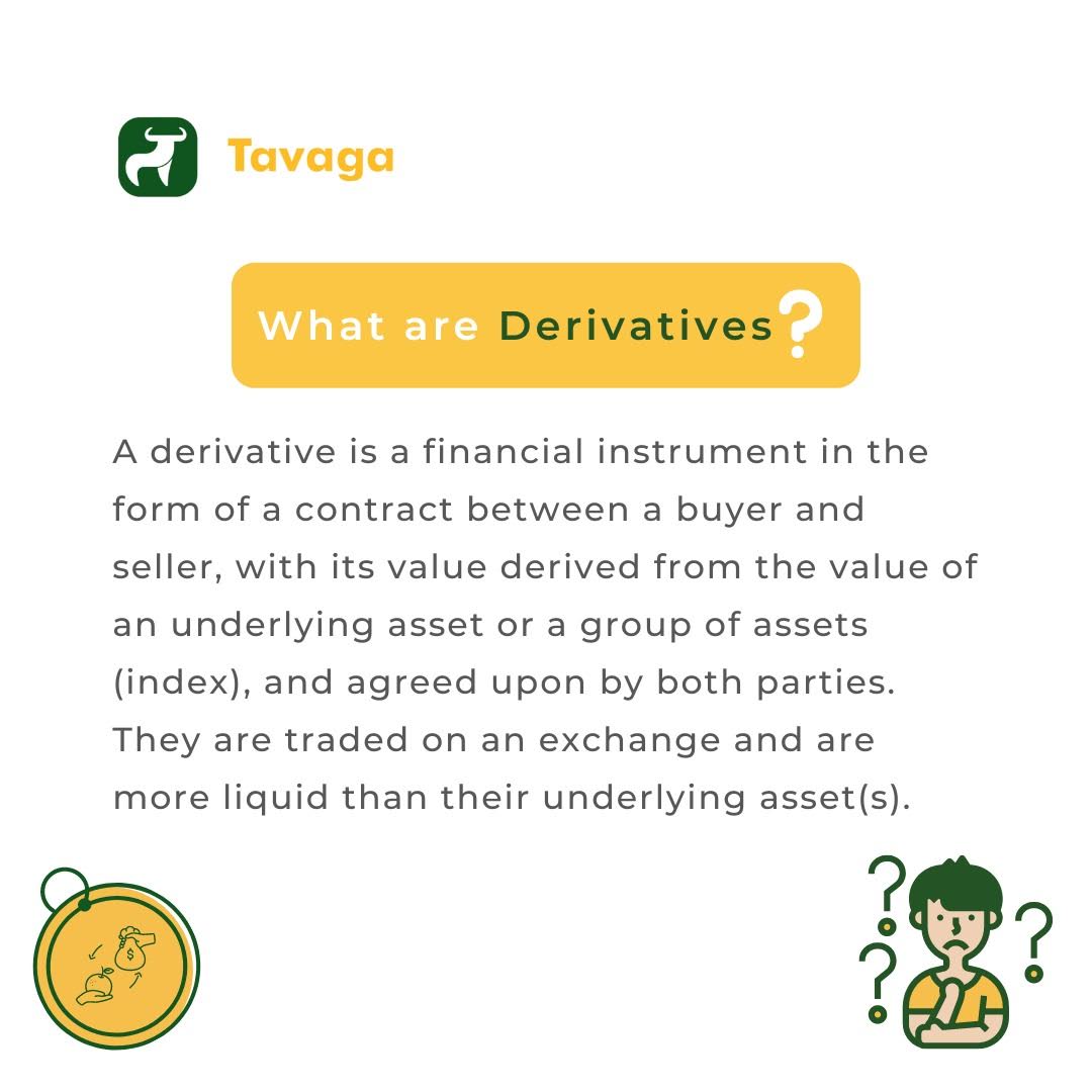 Tavaga_Invest's tweet image. What are #Derivatives ? 🤔

#educating #financialfun #fintech #finanicallessons #trading #invest