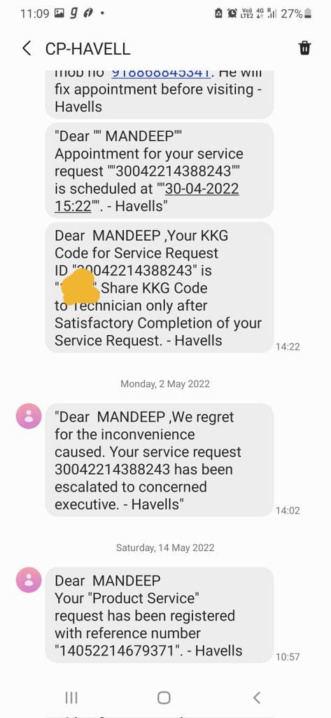 RahulSi59611555's tweet photo. @havellsindia
Dear sir,
I had purchased 1 LLOYD Split AC on 07 July 2019. On 11-April-2022 AC was not working so i consult it with Technician and get to know that it's cooling coil is damaged, repeted rigorous complents with your exicutives my AC is not repaired do needfull. https://t.co/5li7c071Qn