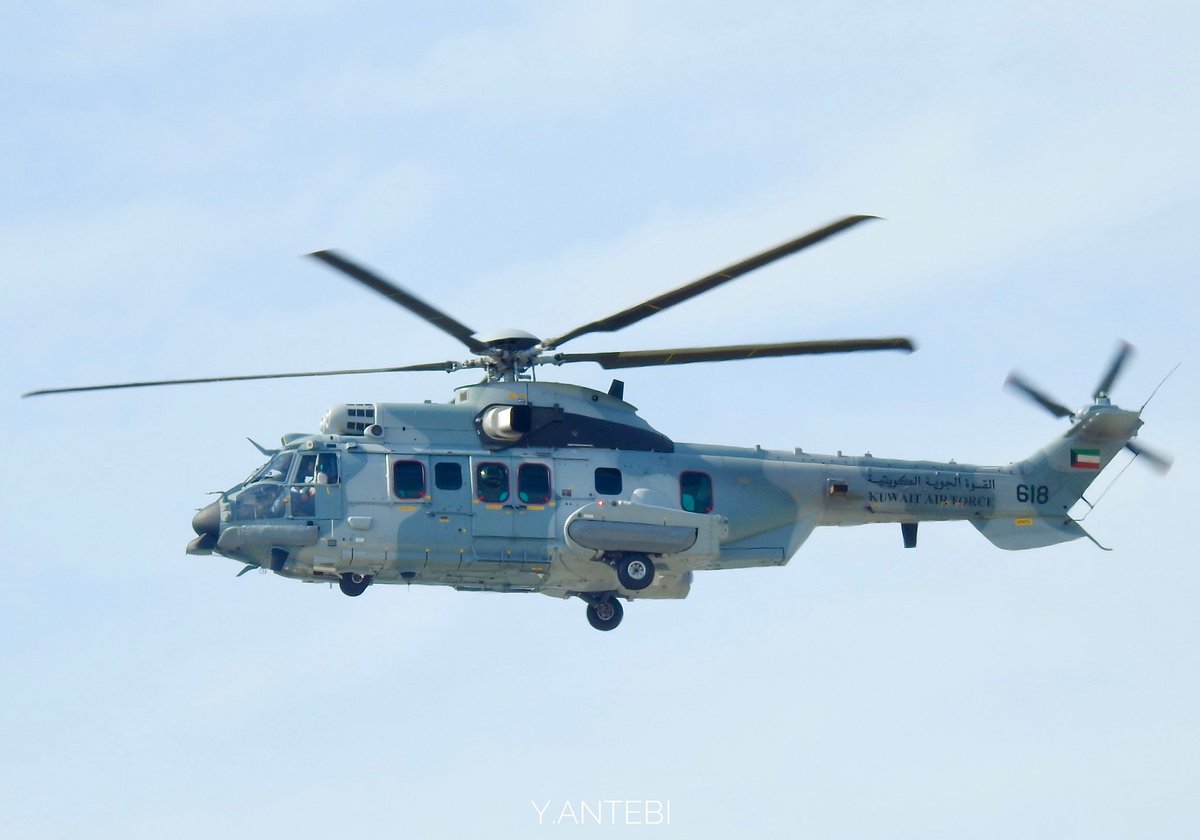 ace_pio's tweet photo. Yesterday at Rhodes Airport, a pair of brand new #SuperPuma helicopters on a delivery flight to the #KuwaitAirForce
#KAF616
#KAF618 https://t.co/WgLMo4OU7I
