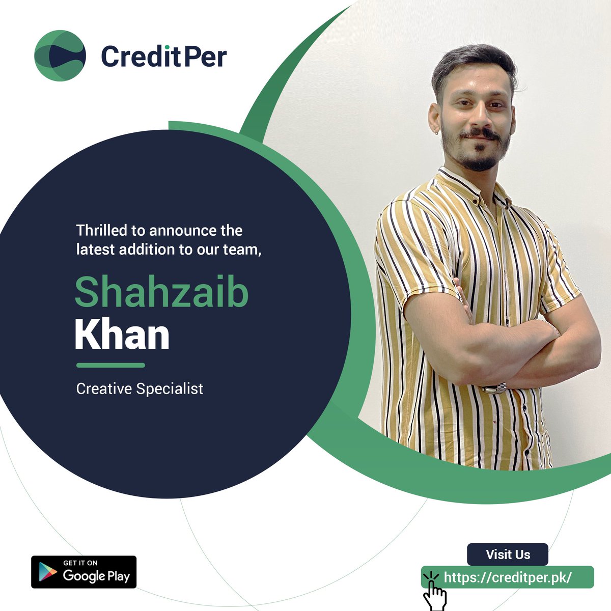 CreditPerPk's tweet photo. Shahzaib Khan joins CreditPer as Creative Specialist.
With 6 years of diverse experience in Graphic Designing &amp; Video Editing, SK is another colleague who has no formal degree. What's even more inspiring is that he also has a Diploma in Mechanical Engineering!
#JoChaho #CreditPer https://t.co/puZdEP7l3g