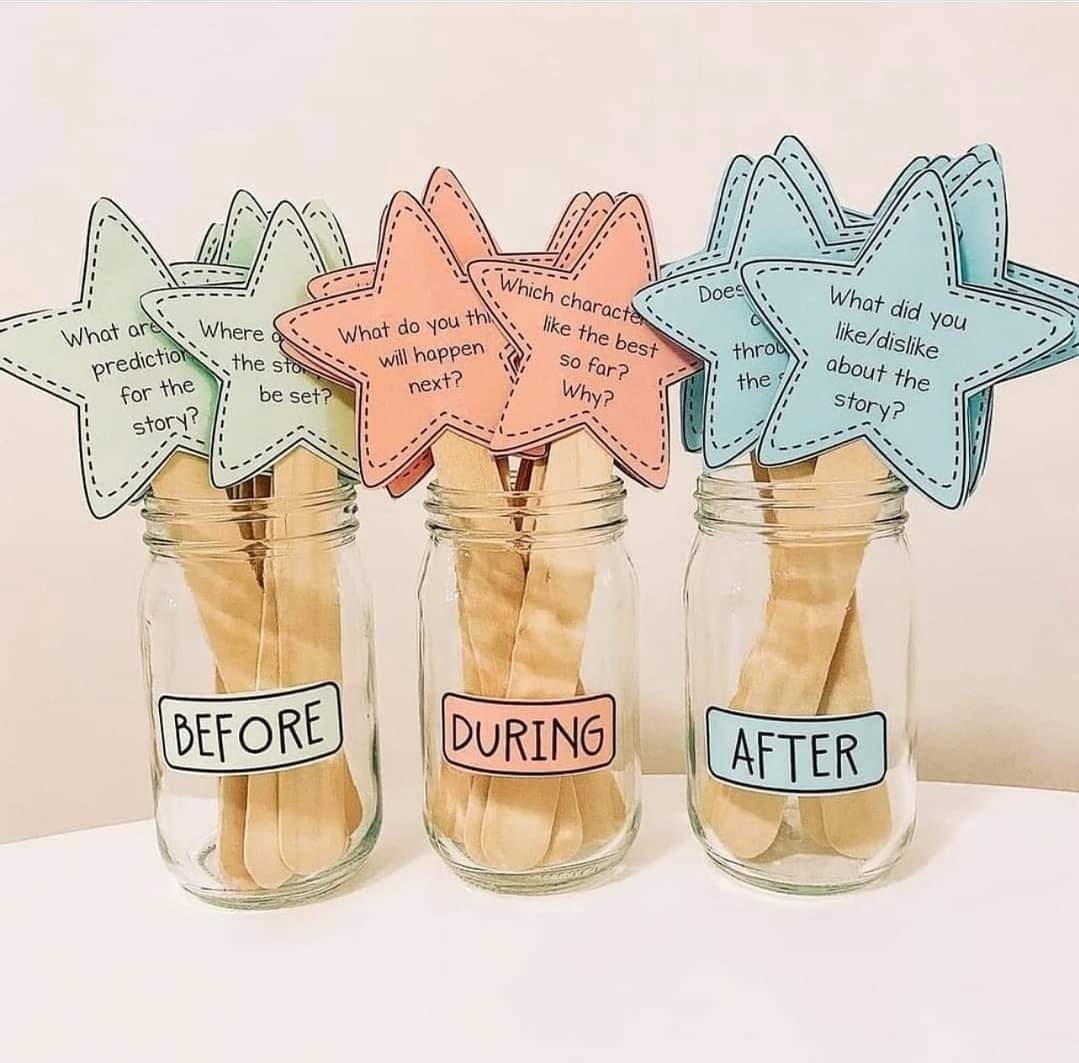 MissZubrecky's tweet photo. A fabulous resource I found for Reading Comprehension! 
Students can draw a star out for the class or an individual to answer! ⭐
#ACUedu_p https://t.co/azxebsxCTO