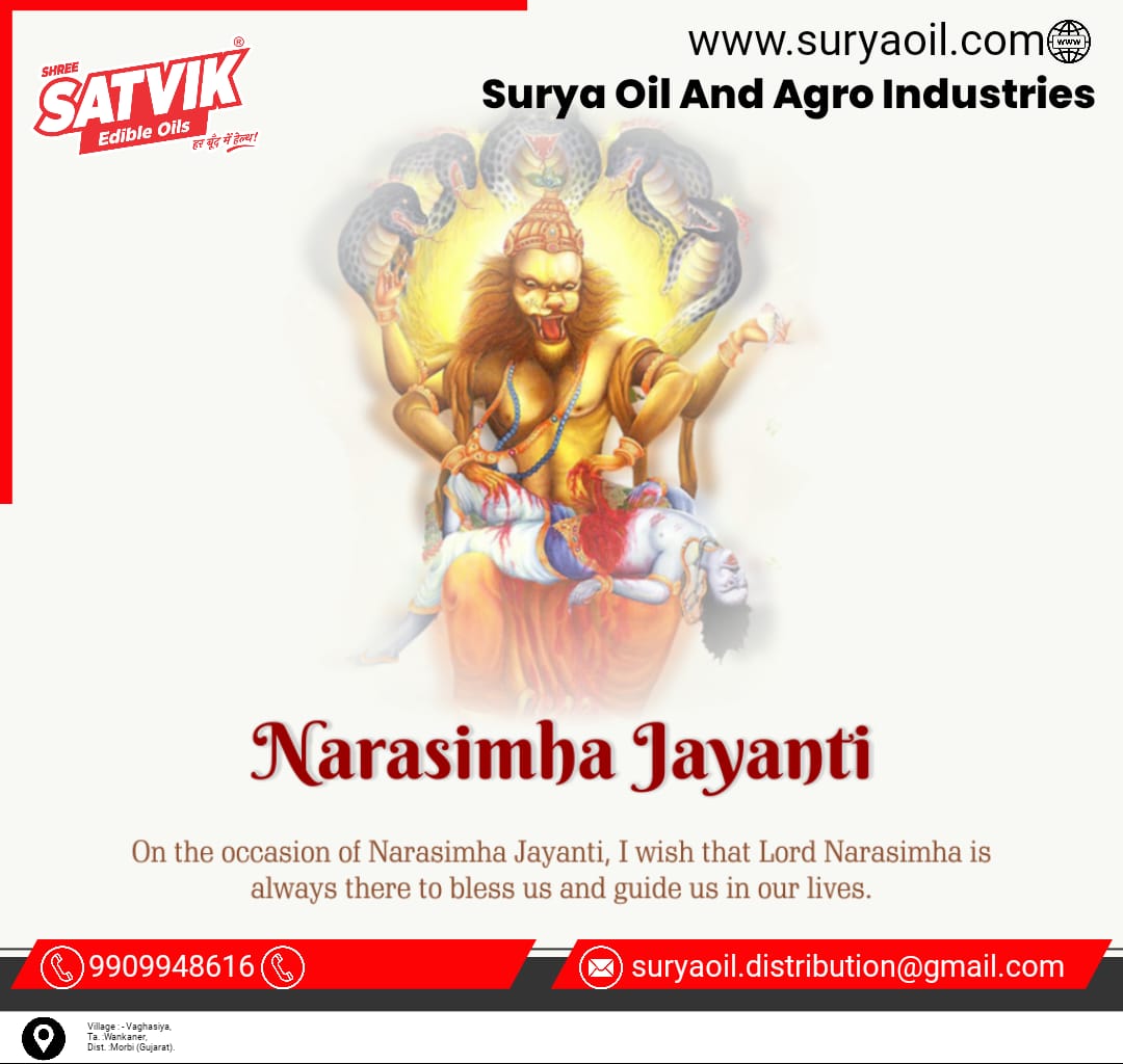 ShreeSatvikOils's tweet photo. The festive occasion of #NarasimhaJayanti will always remind us that doing the right thing always pays off in surprising ways. - Happy Narasimha Jayanti.

#narasimha #vishnu #narayana #bhaktimarga #spirituality #lordnarasimha   #happynarasimhajayanti  #narasimhajayanti2022 https://t.co/2k47JM3acq