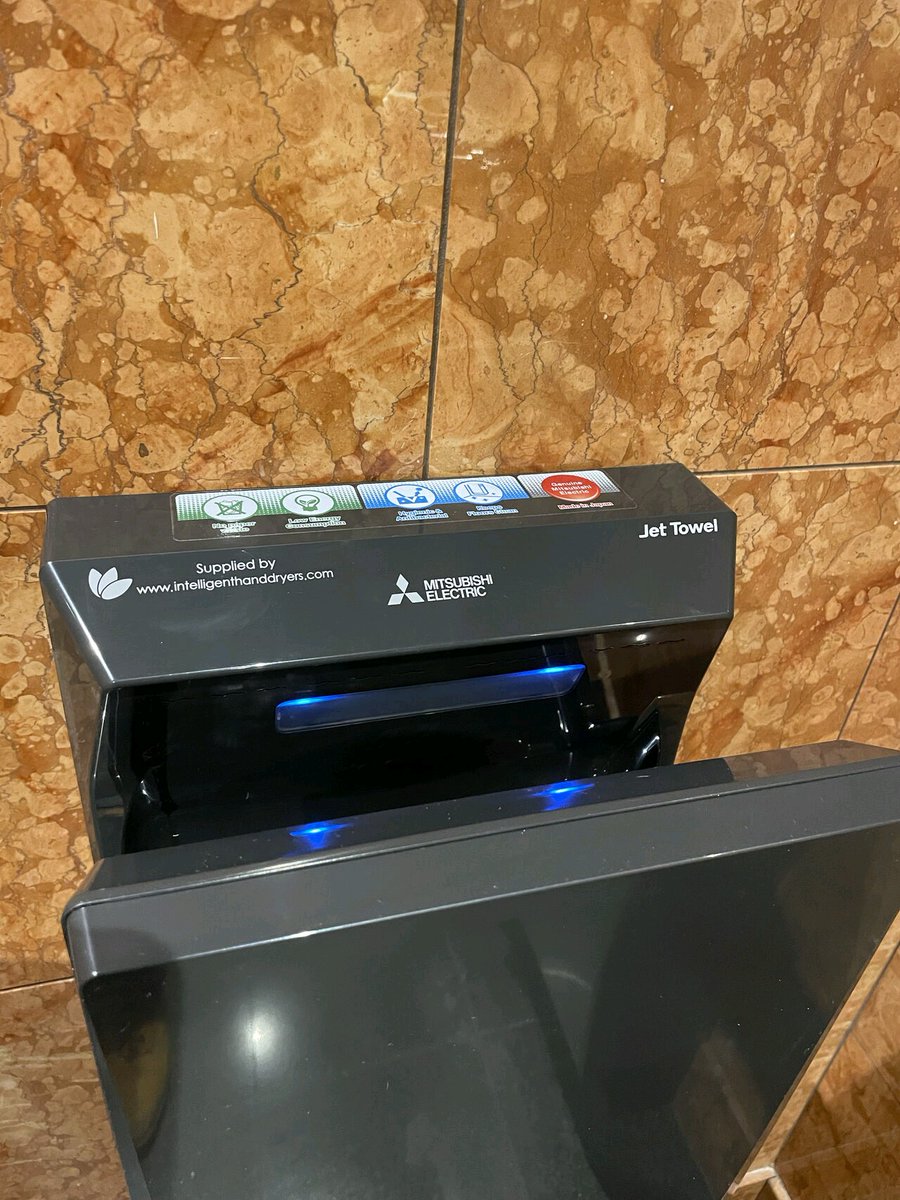 NewPhase9's tweet photo. Teams out at @hyattbirmingham

Installing @intelligentfacilitysolutions Mitsubishi hand dryers to compliment the ones we installed pre covid on the 1st floor toilets.

These units are great and look the part too 😎 🙌 🧼 

#handryers #electricalcontractor #savingmoney #efficiency https://t.co/RzEoPc09jL