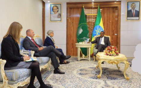 RolandKobia's tweet photo. During visit of EU Spec Rep @EUSR_Weber, talks with dy PM @DemekeHasen on EU’s gradual approach: 1. full humanitarian access; 2. ceasefire &amp; withdrawal of foreign troops; 3. Accountability. All 27 EU Foreign Ministers with @JosepBorrellF will soon discuss situation in #Ethiopia. https://t.co/v8anpwt6ti